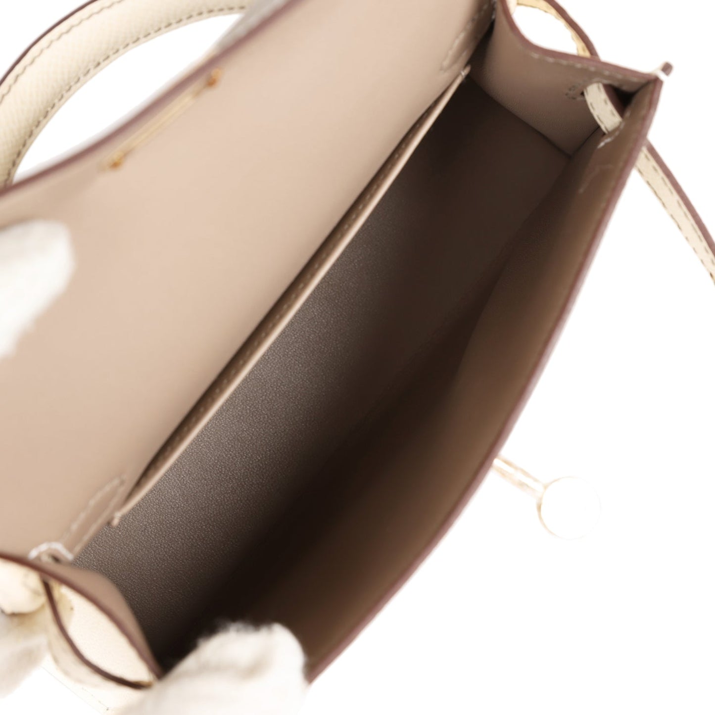 Hermes Kelly 20 Nata and Gris Asphalte Epsom Sellier Gold Hardware