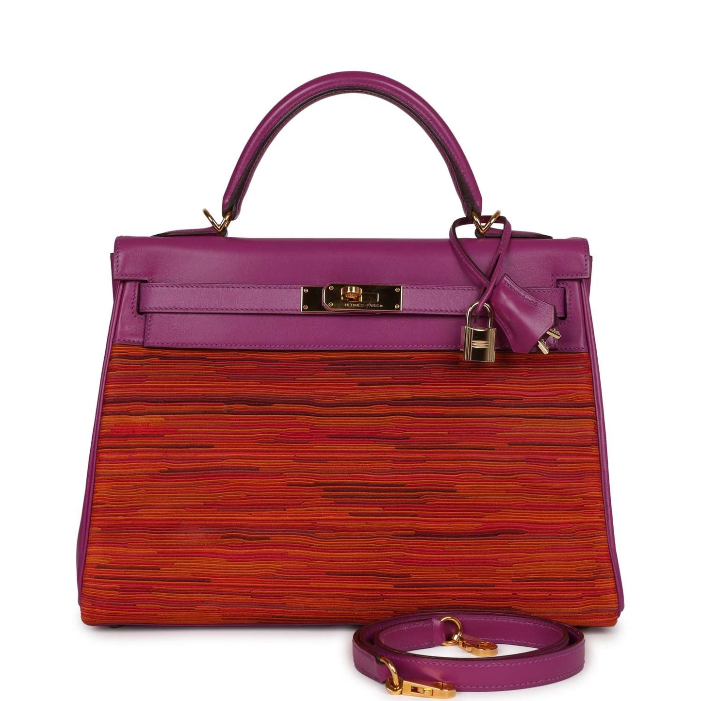 Hermes Kelly 32 Retourne Vibrato Cyclamen Box Gold Hardware