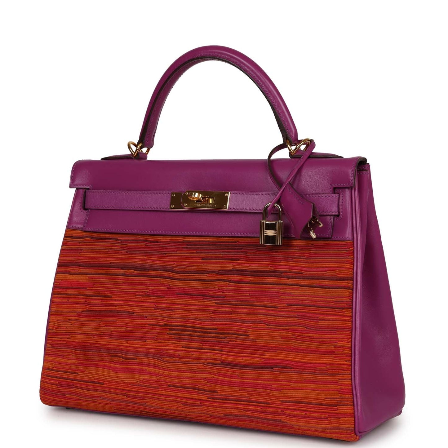 Hermes Kelly 32 Retourne Vibrato Cyclamen Box Gold Hardware