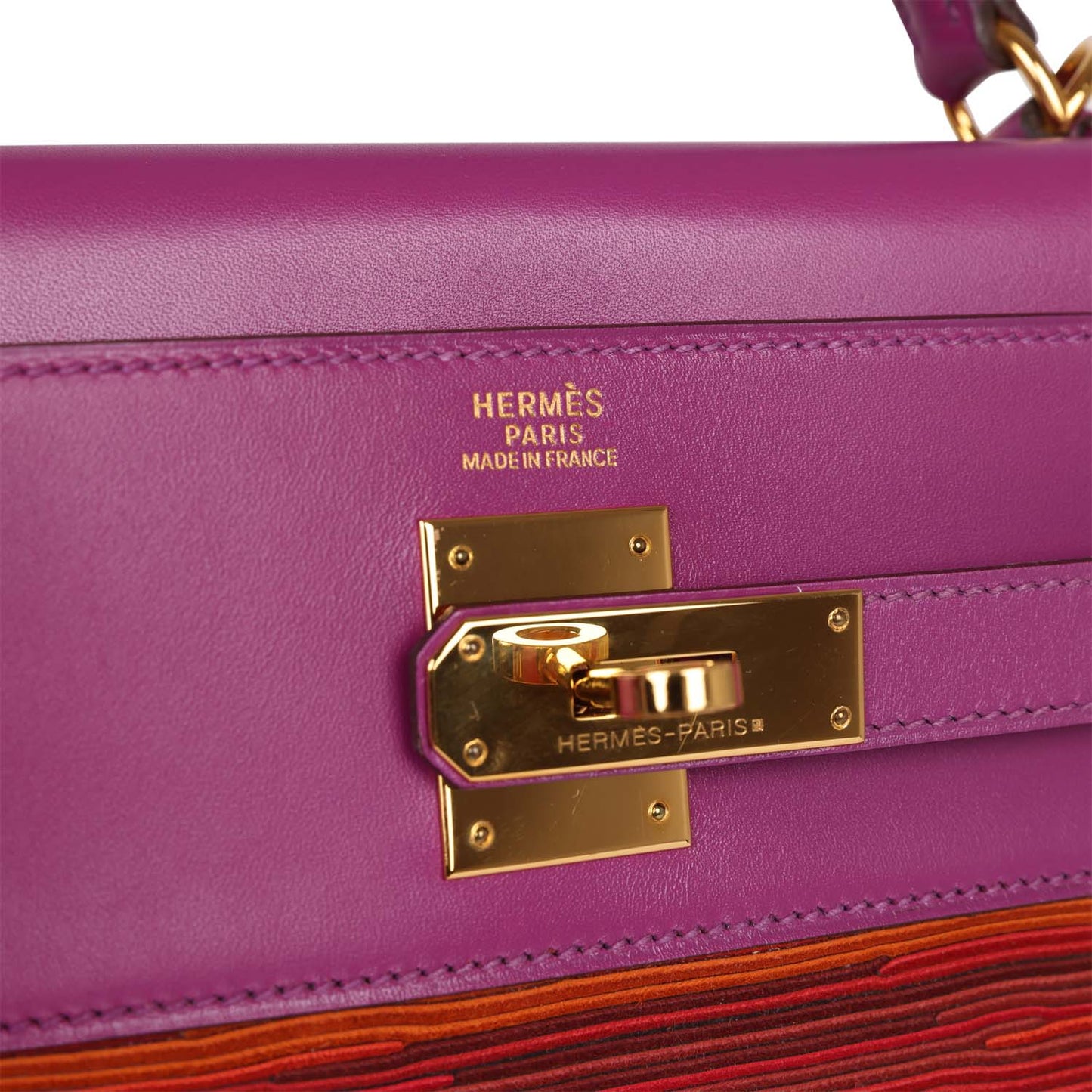 Hermes Kelly 32 Retourne Vibrato Cyclamen Box Gold Hardware