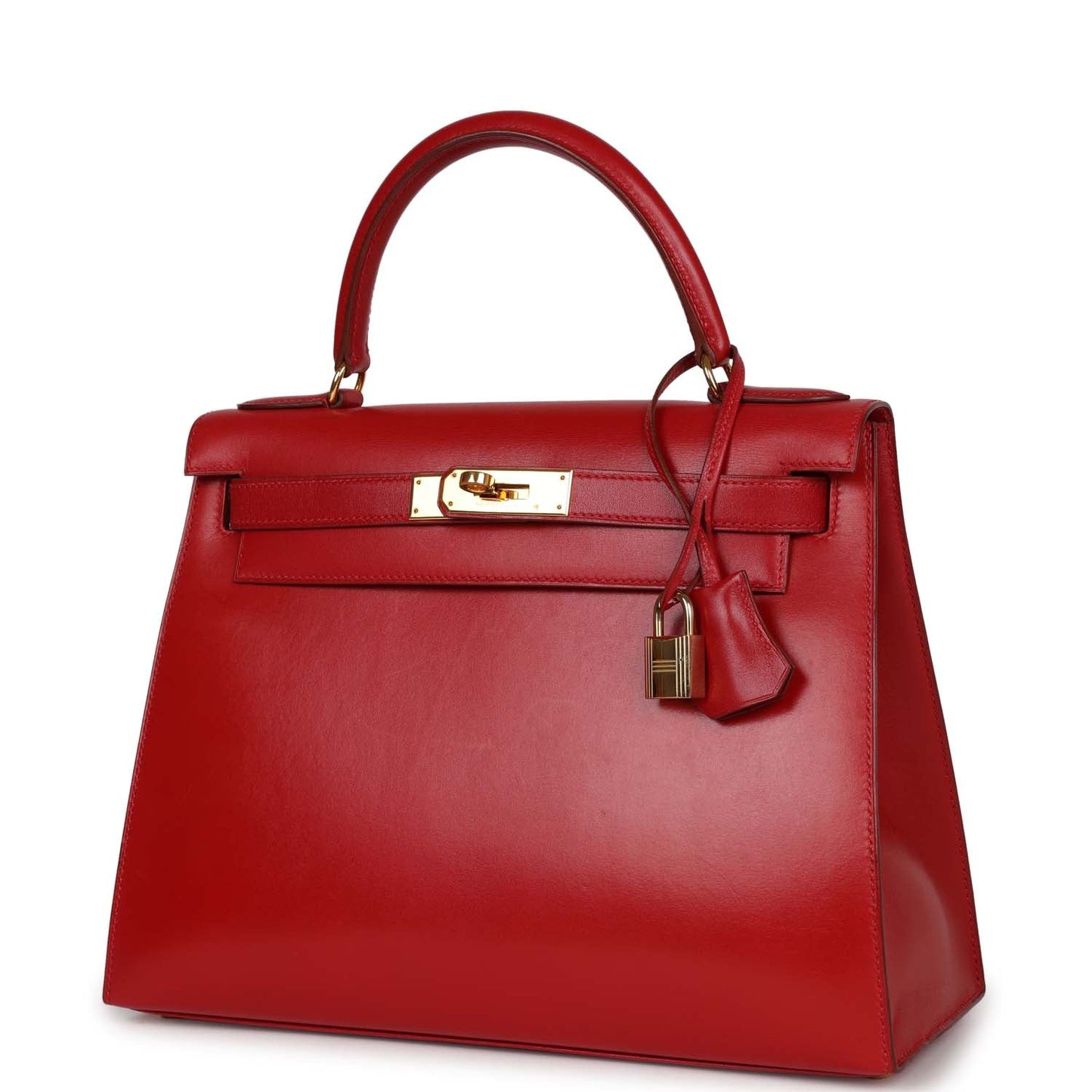 Hermes Kelly 28 Sellier Rouge Vif Box Gold Hardware