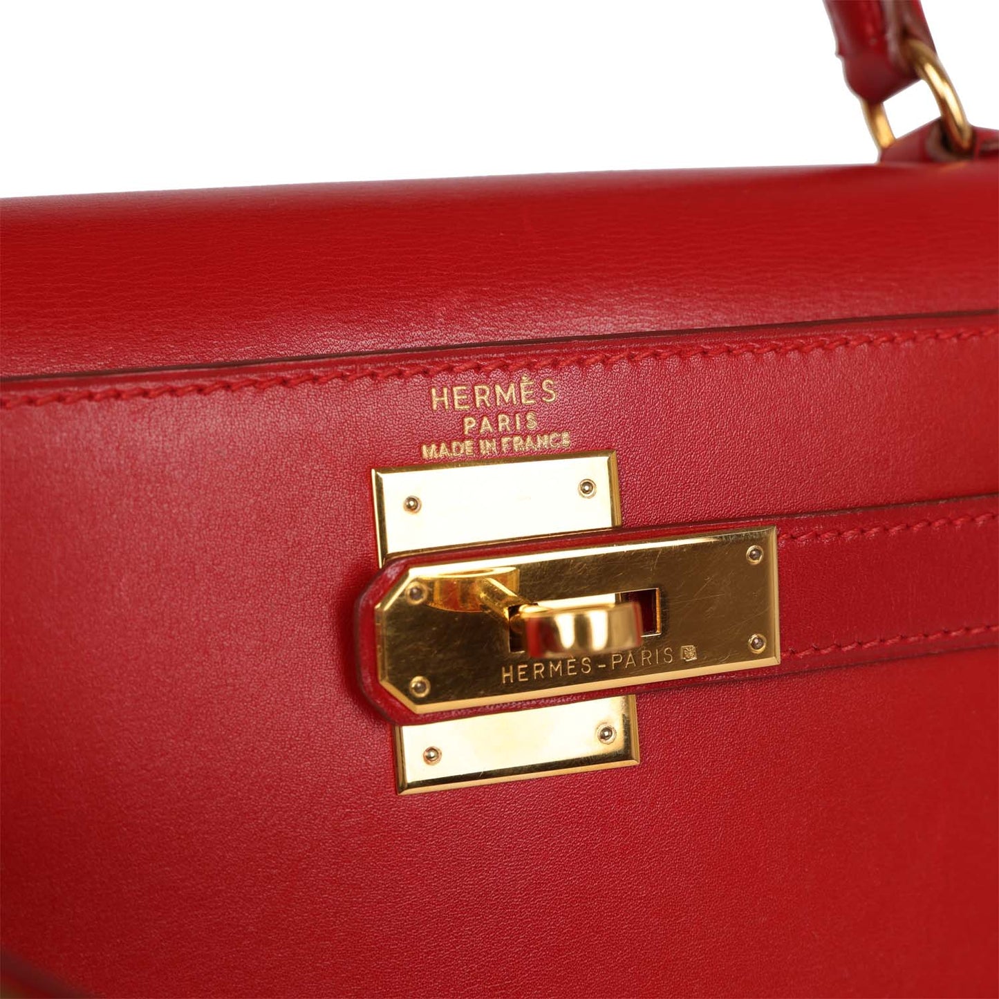 Hermes Kelly 28 Sellier Rouge Vif Box Gold Hardware
