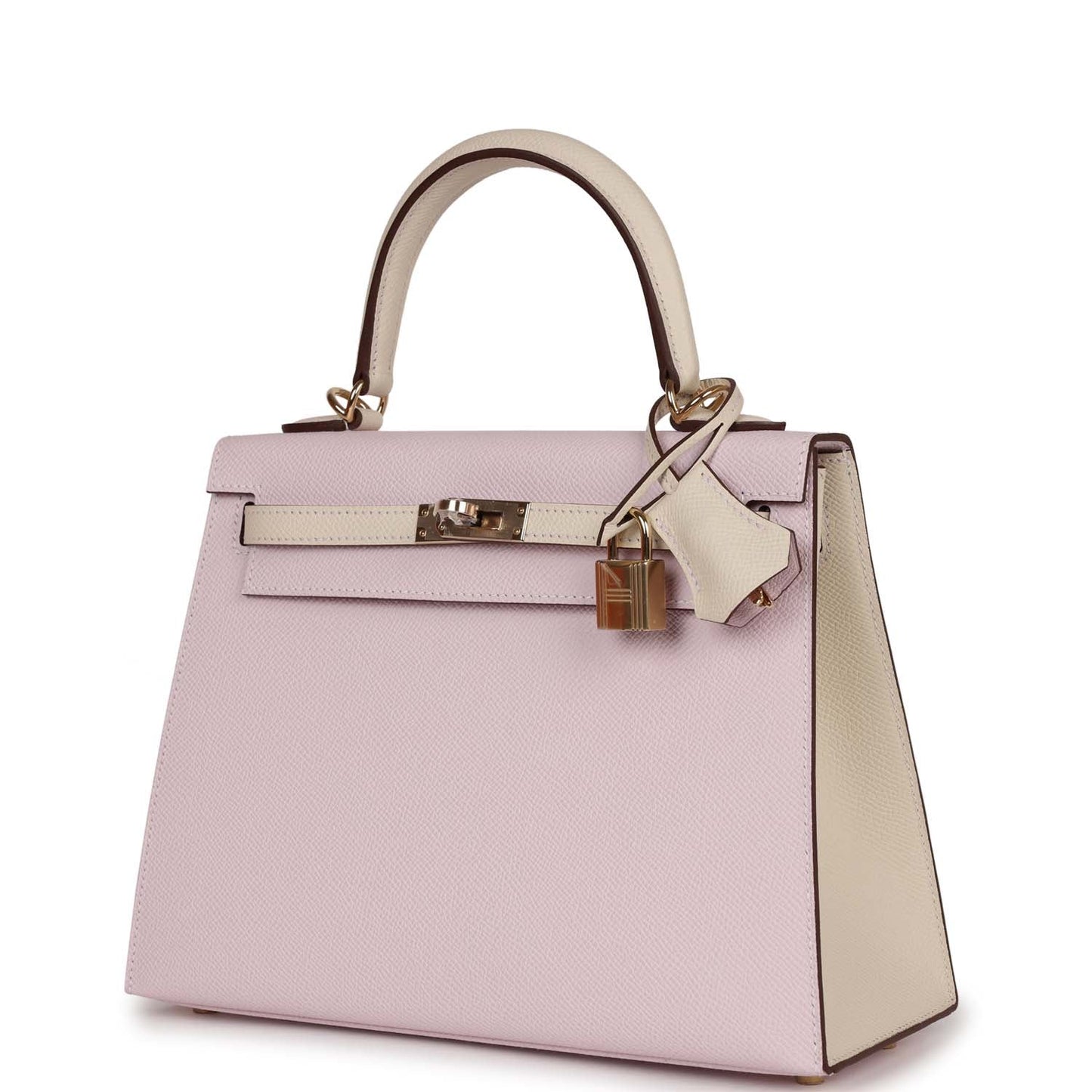 Hermes Kelly 25 Sellier Mauve Pale and Craie Epsom Permabrass Hardware