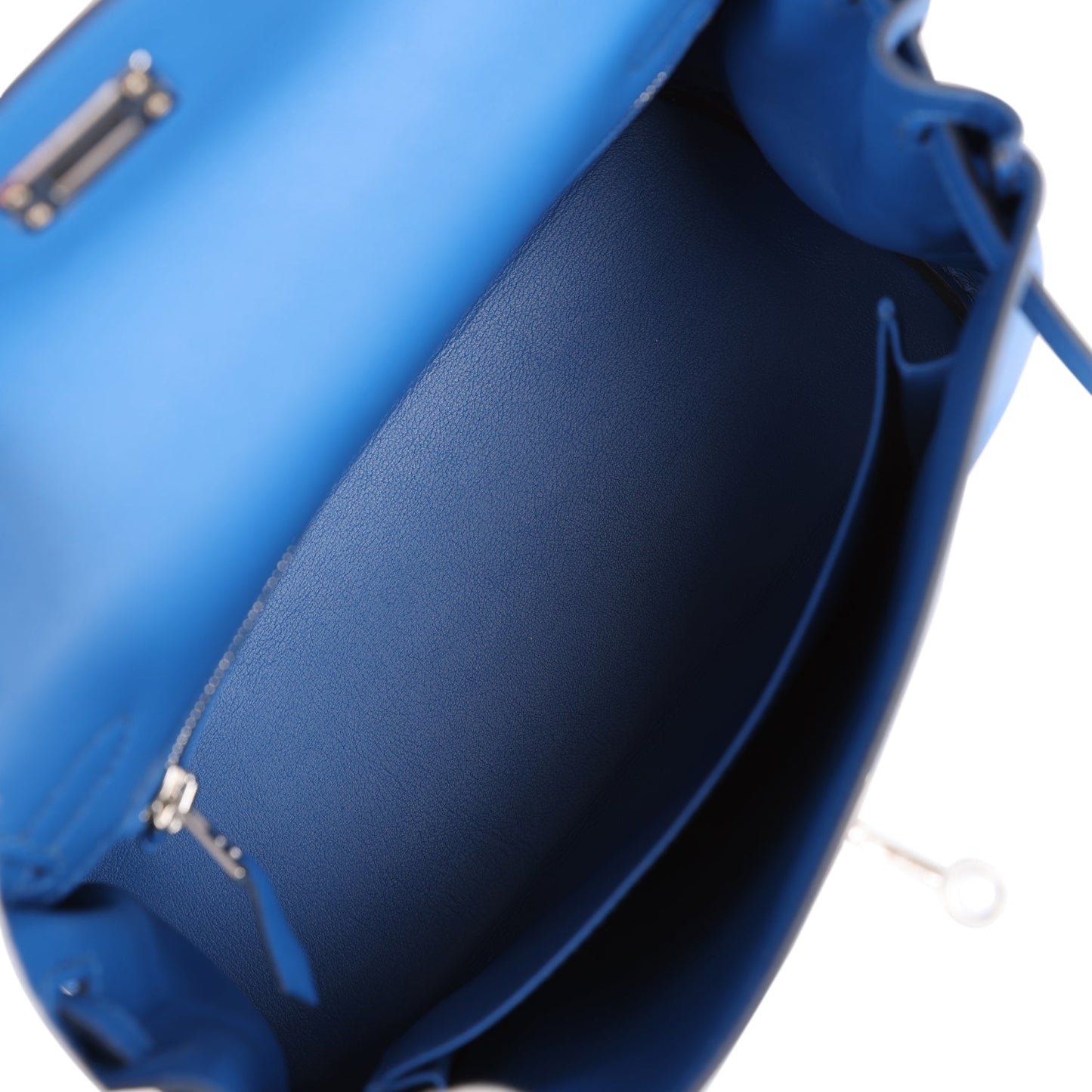 Hermes Kelly 25 Retourne Bleu France Swift Palladium Hardware