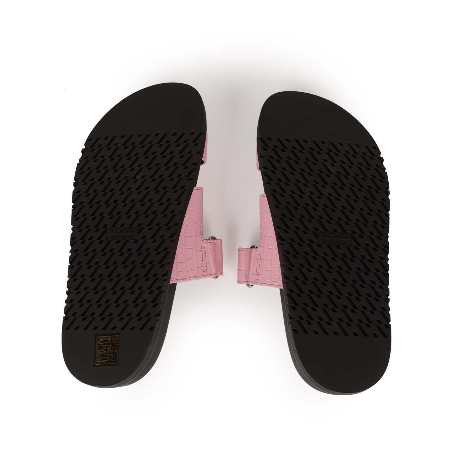 Hermes Chypre Techno Sandals Pink Matte Alligator Palladium Hardware 38