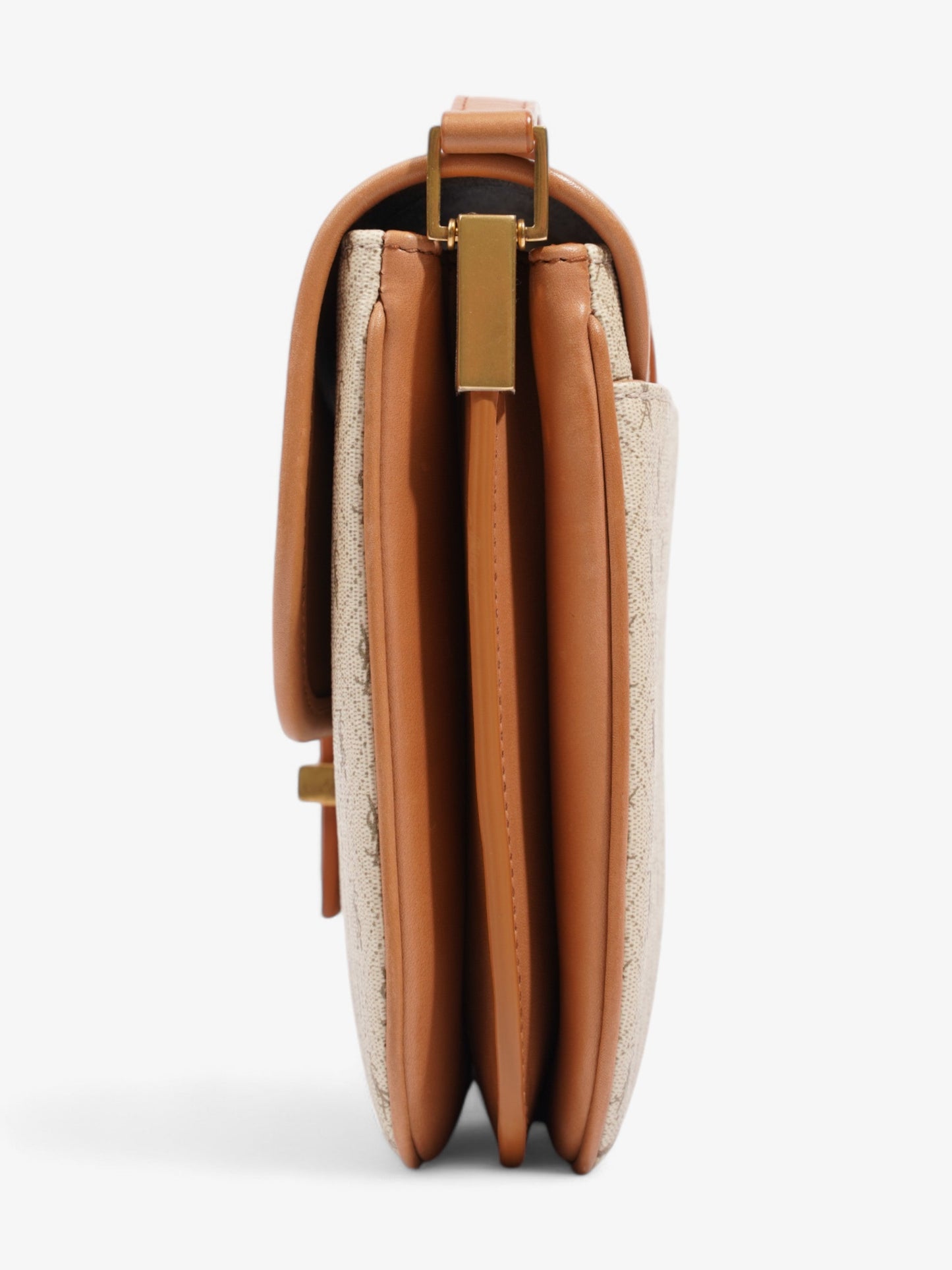 Saint Laurent Monogram Satchel Bag Beige / Brown Canvas