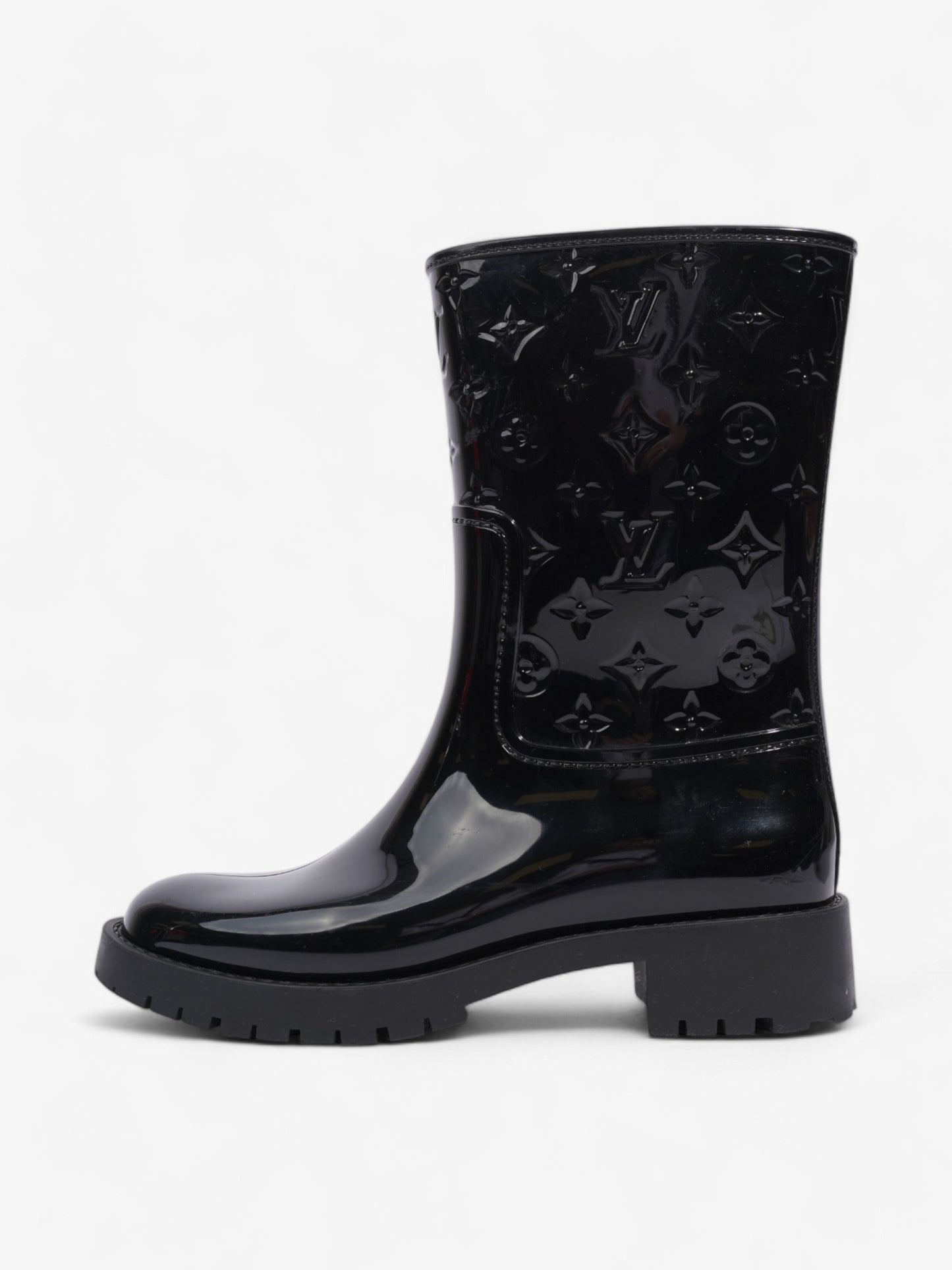 Louis Vuitton Drops Flat Half Boots Black Rubber EU 38 UK 5