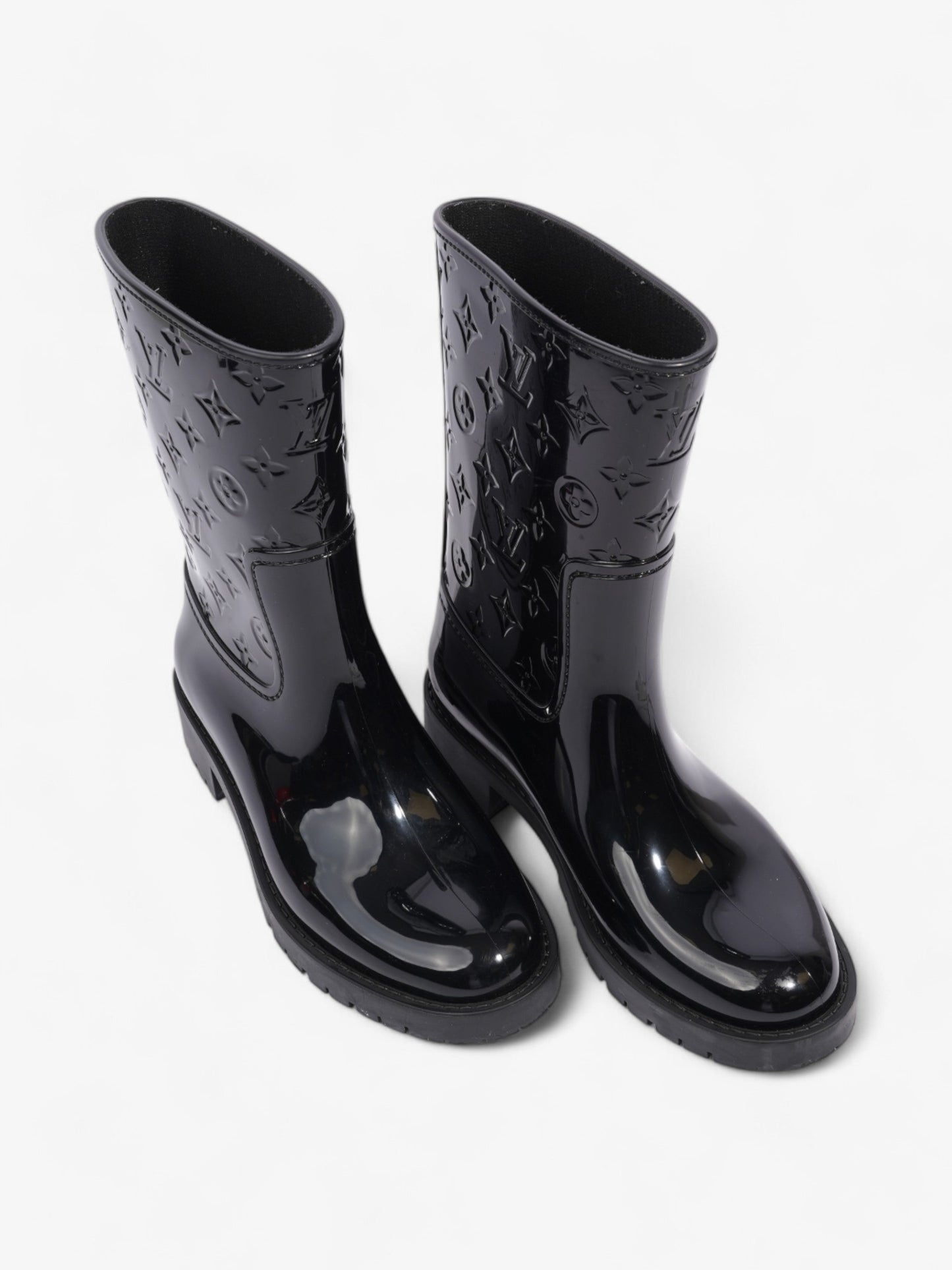 Louis Vuitton Drops Flat Half Boots Black Rubber EU 38 UK 5
