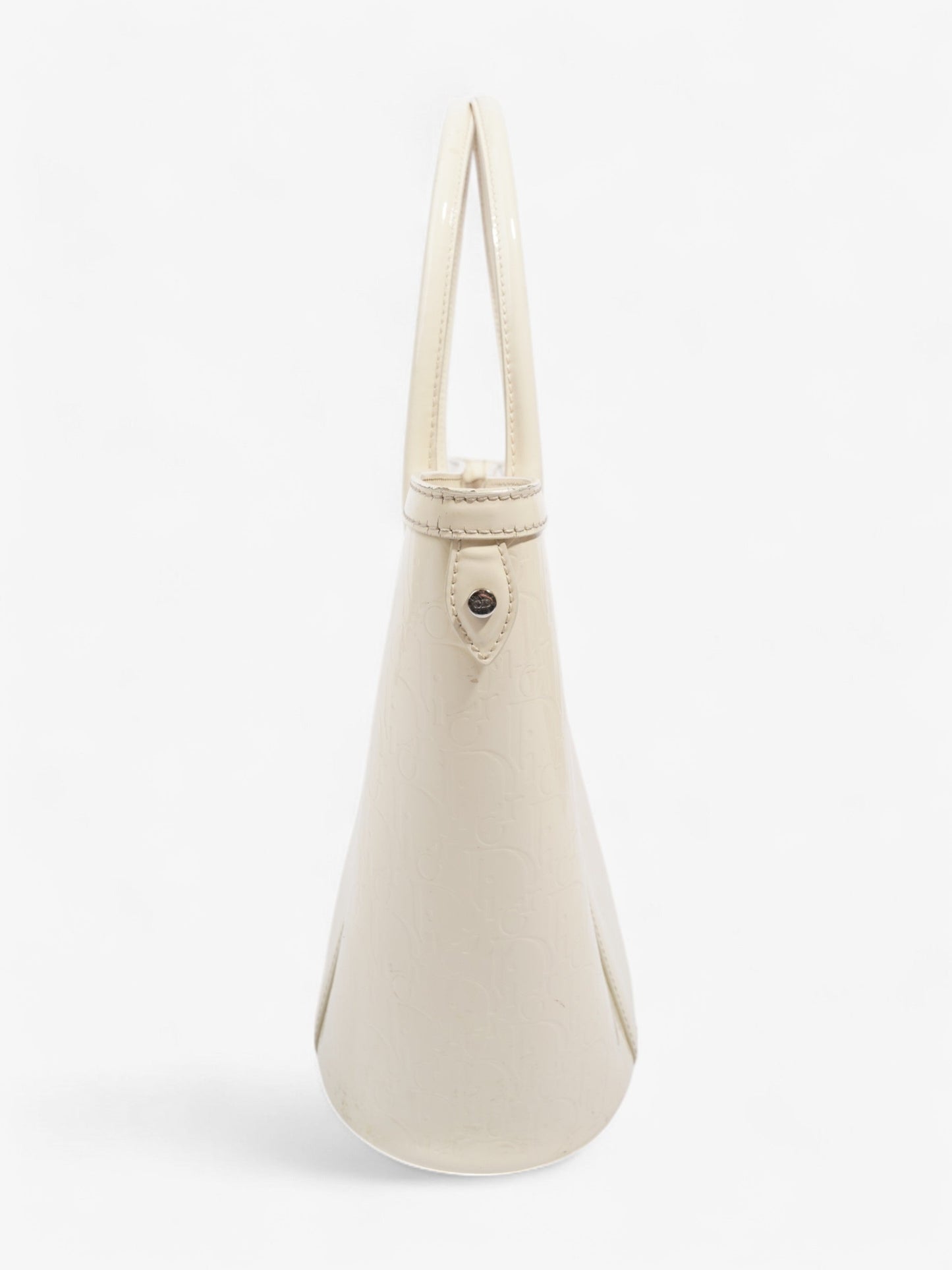 Christian Dior Tote Bag Off White Patent Leather