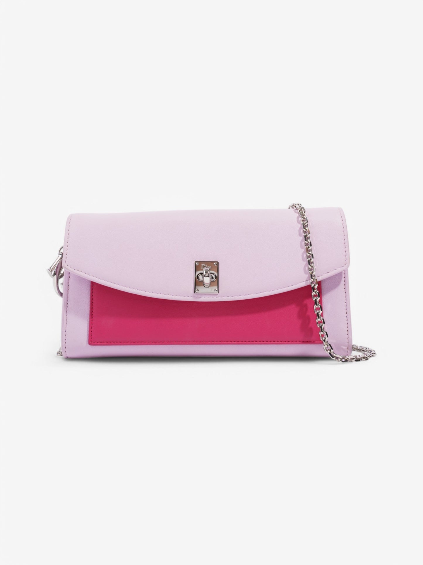 Christian Dior Tricolour Wallet on Chain Pink / Lilac Calfskin Leather