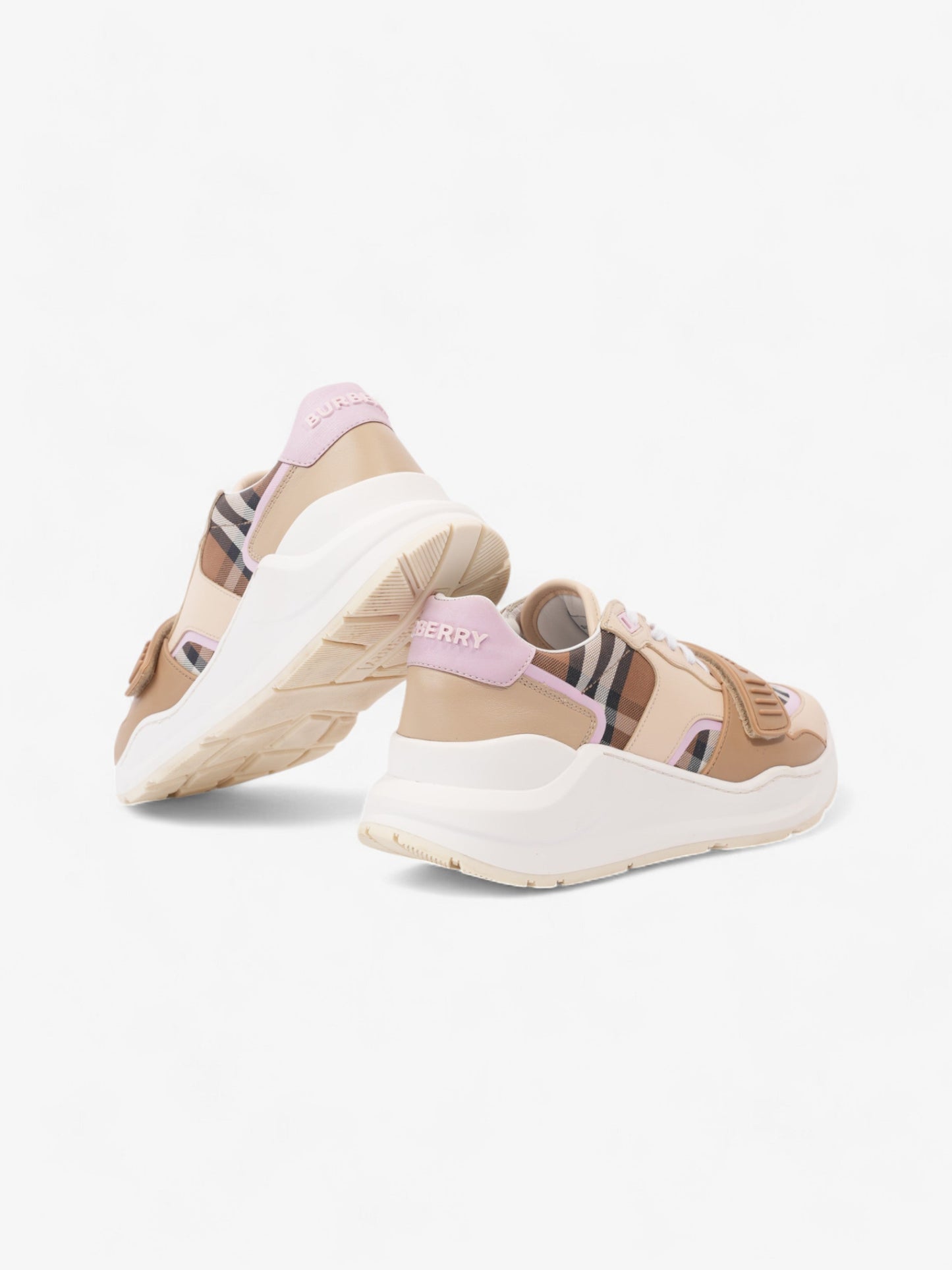 Burberry Ramsey Sneakers Beige / Pink / Brown Canvas EU 40 UK 7