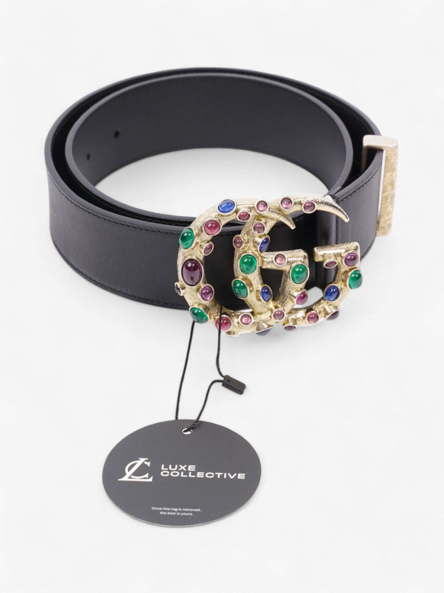 Gucci GG Marmont Crystal Belt Black / Gold / Multicoloured Leather 75cm / 30"