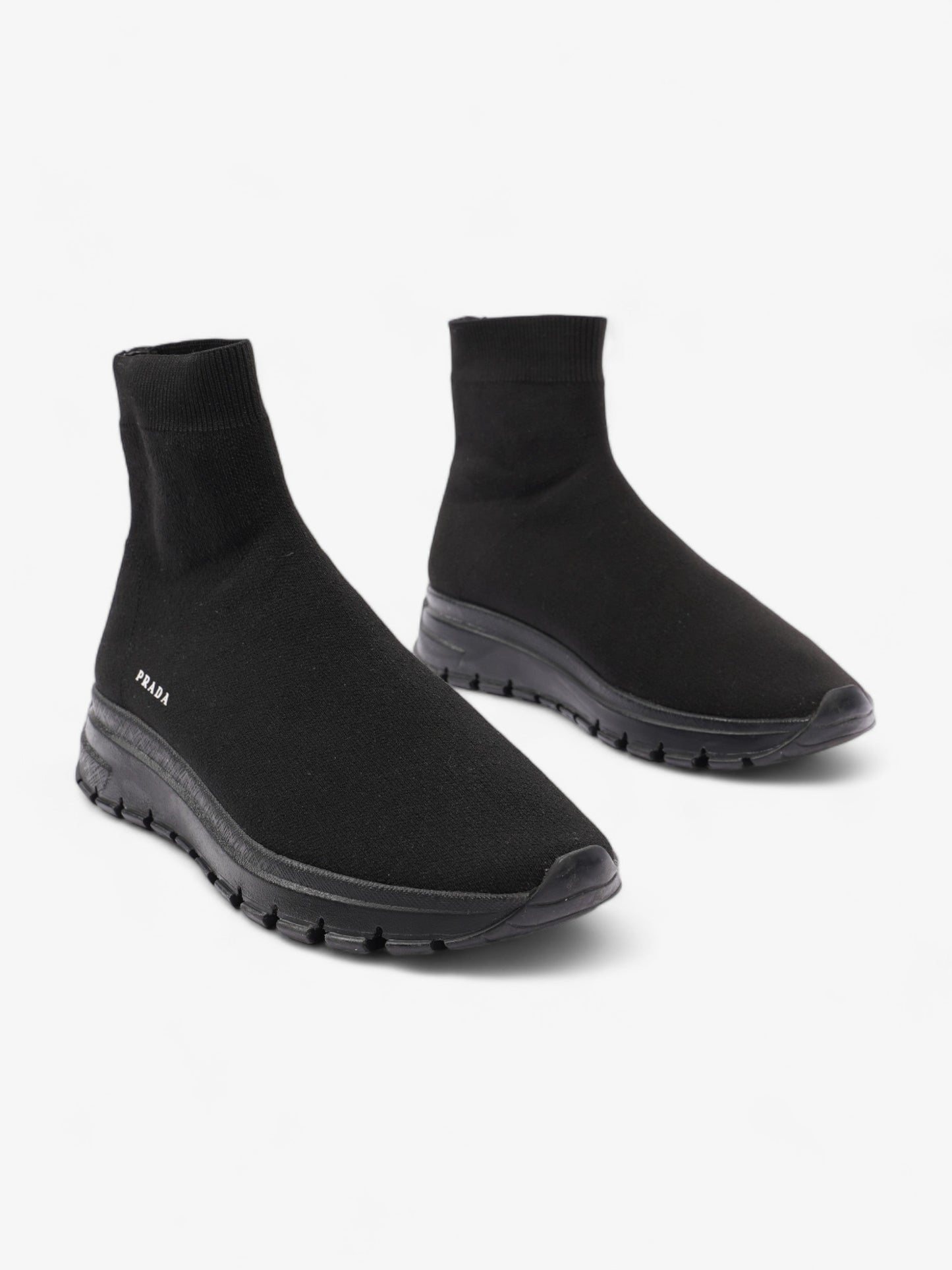 Prada High Top Sock Sneakers Black Cotton EU 39 UK 6