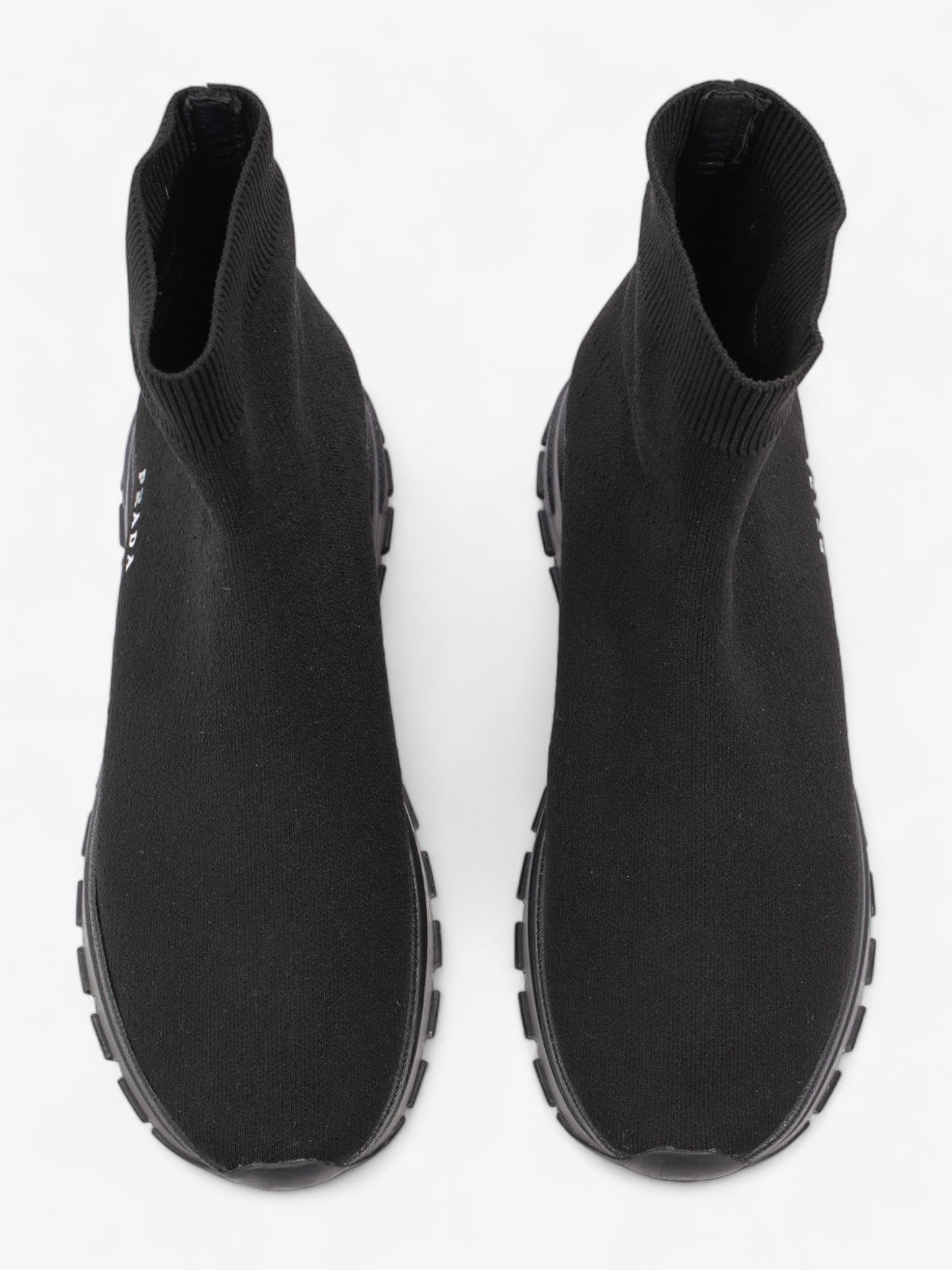 Prada High Top Sock Sneakers Black Cotton EU 39 UK 6