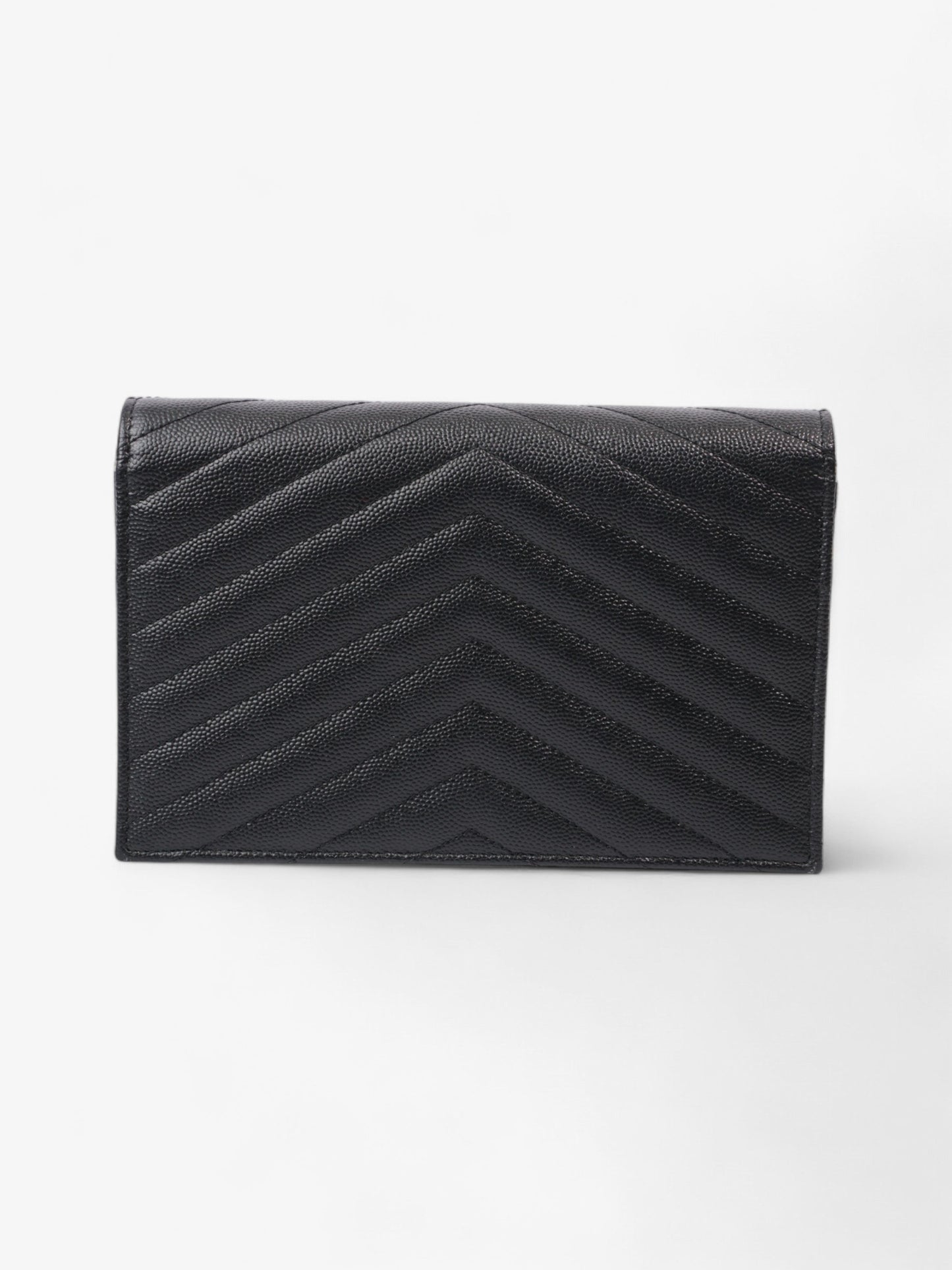 Saint Laurent Cassandre Chain Wallet Black Calfskin Leather