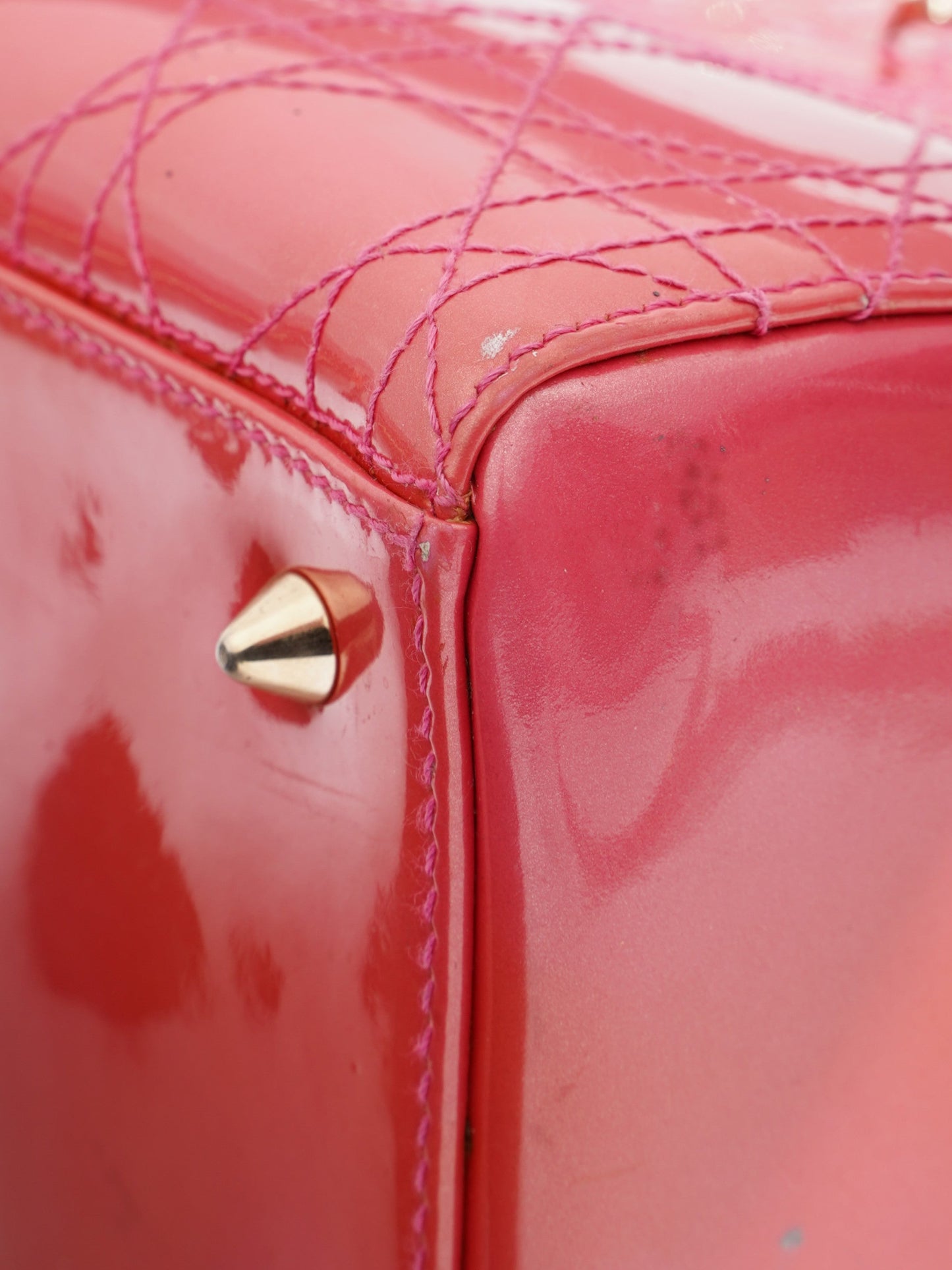 Christian Dior Lady Dior Pink Patent Leather Medium