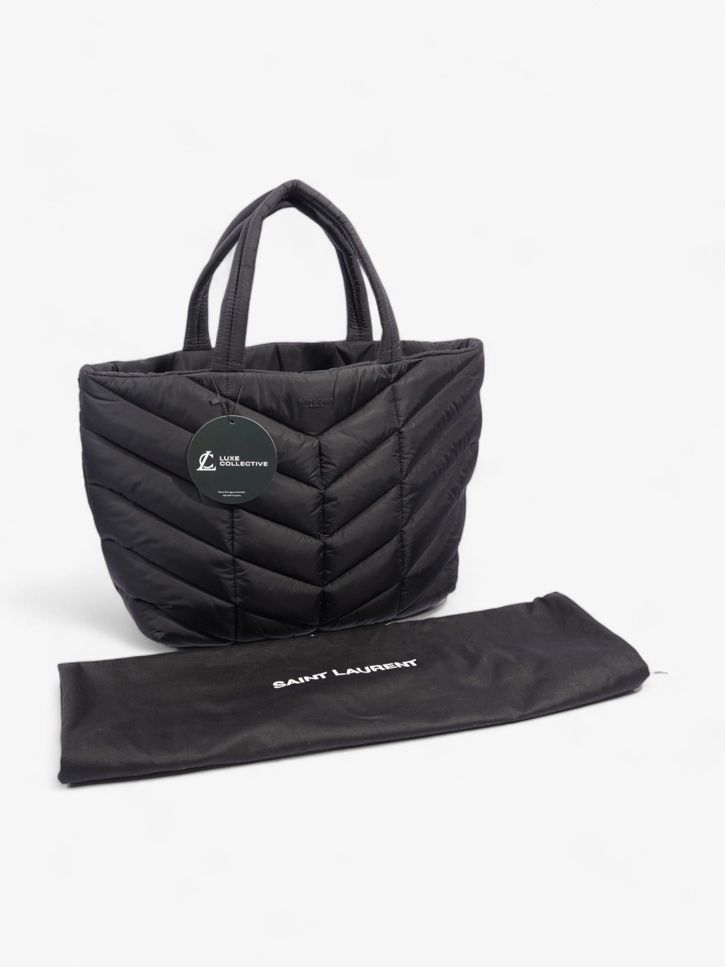 Saint Laurent Logo Detailed Puffer Tote Bag  Black Polyamide