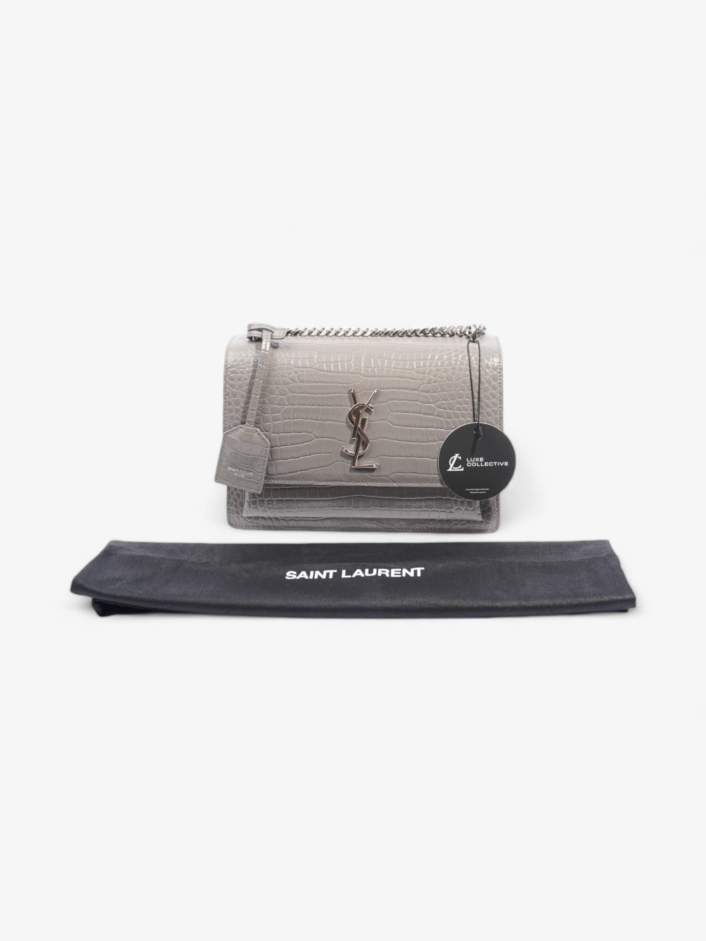 Saint Laurent Sunset Grey Embossed Leather Medium