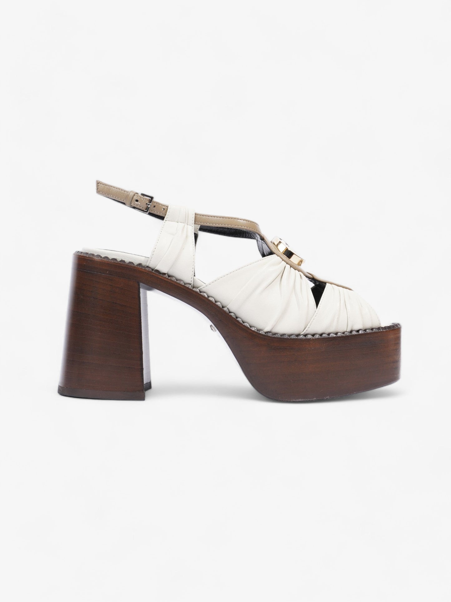 Gucci Charlotte Sandals 95 Dusty White Fabric EU 36.5 UK 3.5