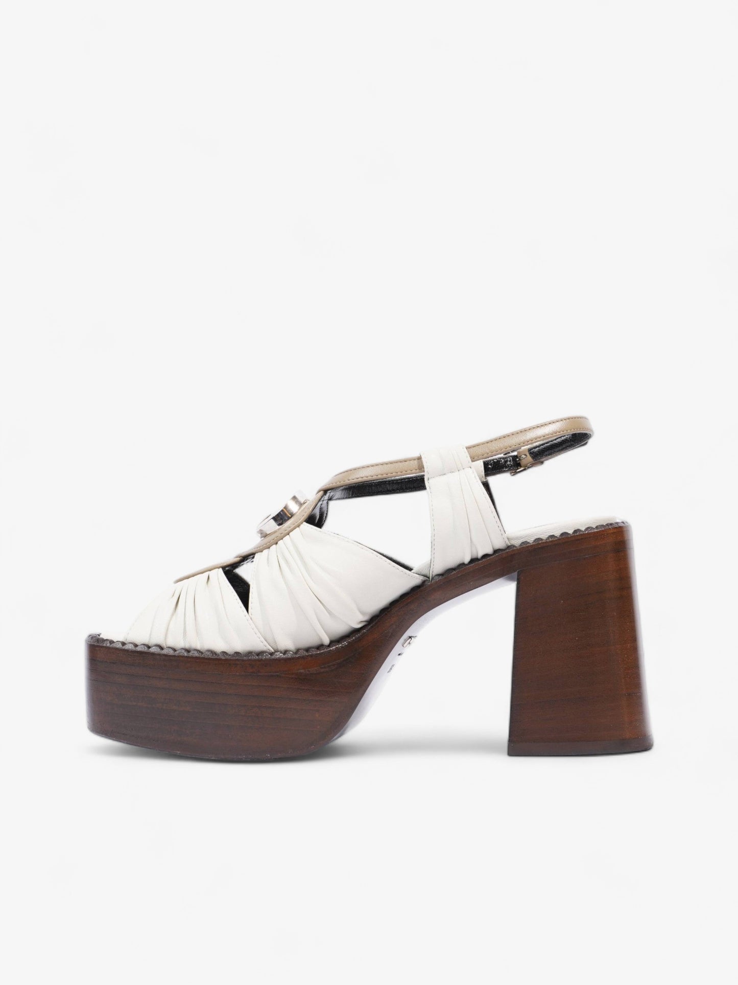 Gucci Charlotte Sandals 95 Dusty White Fabric EU 36.5 UK 3.5