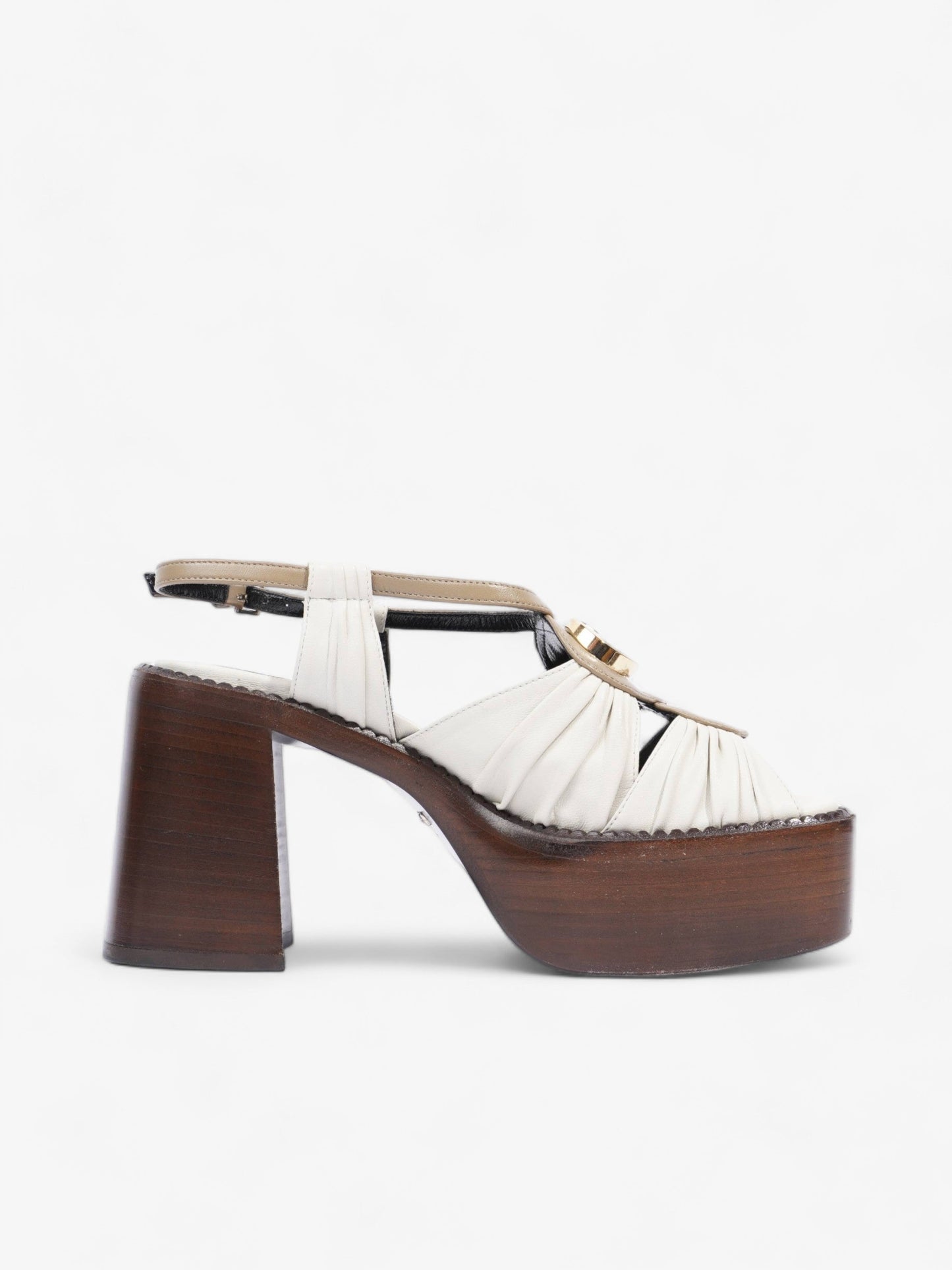 Gucci Charlotte Sandals 95 Dusty White Fabric EU 36.5 UK 3.5