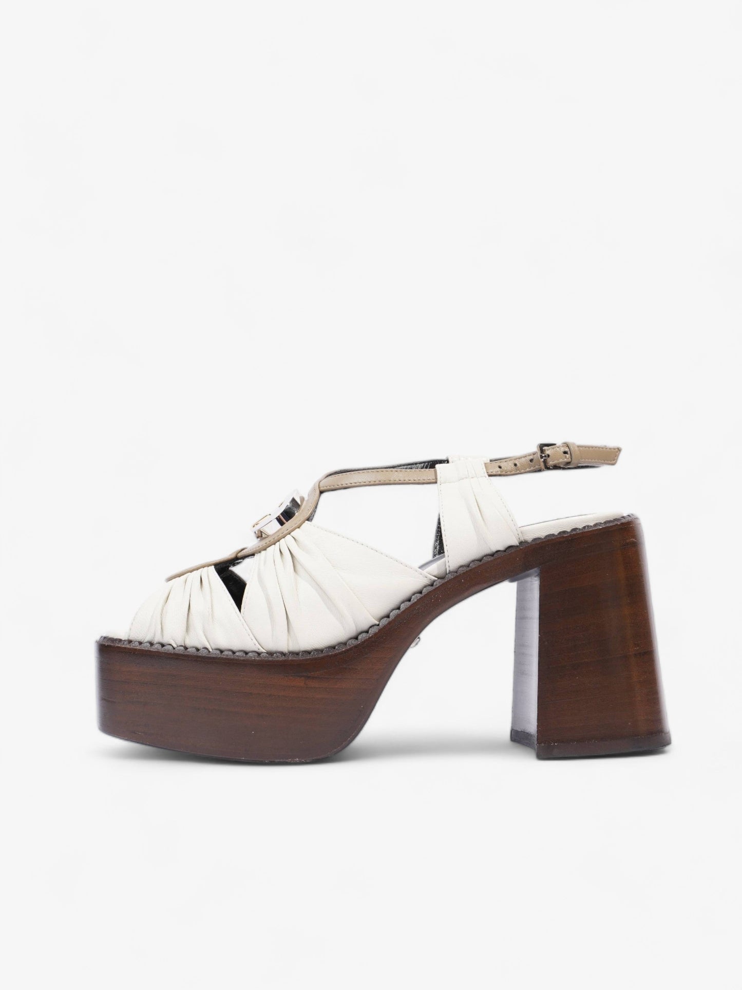 Gucci Charlotte Sandals 95 Dusty White Fabric EU 36.5 UK 3.5