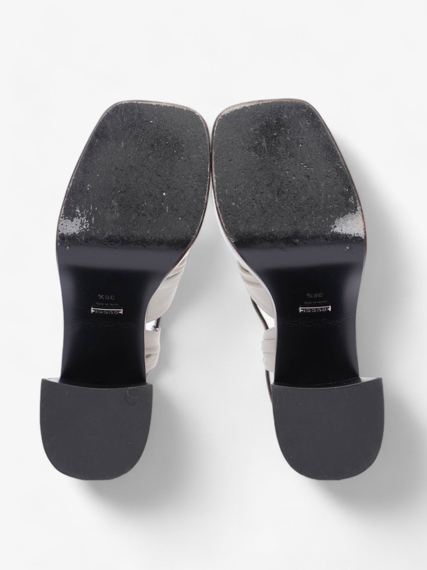 Gucci Charlotte Sandals 95 Dusty White Fabric EU 36.5 UK 3.5