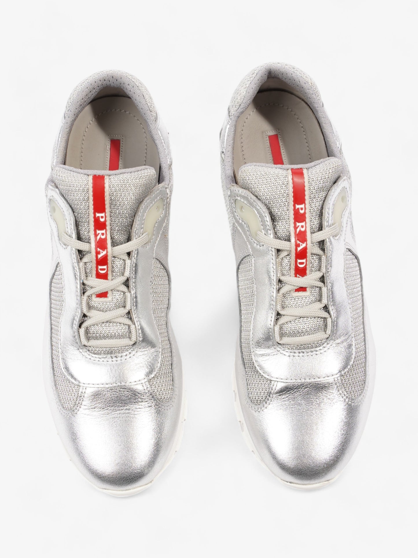 Prada America's Cup Sneakers Silver / Red Mesh EU 38 UK 5