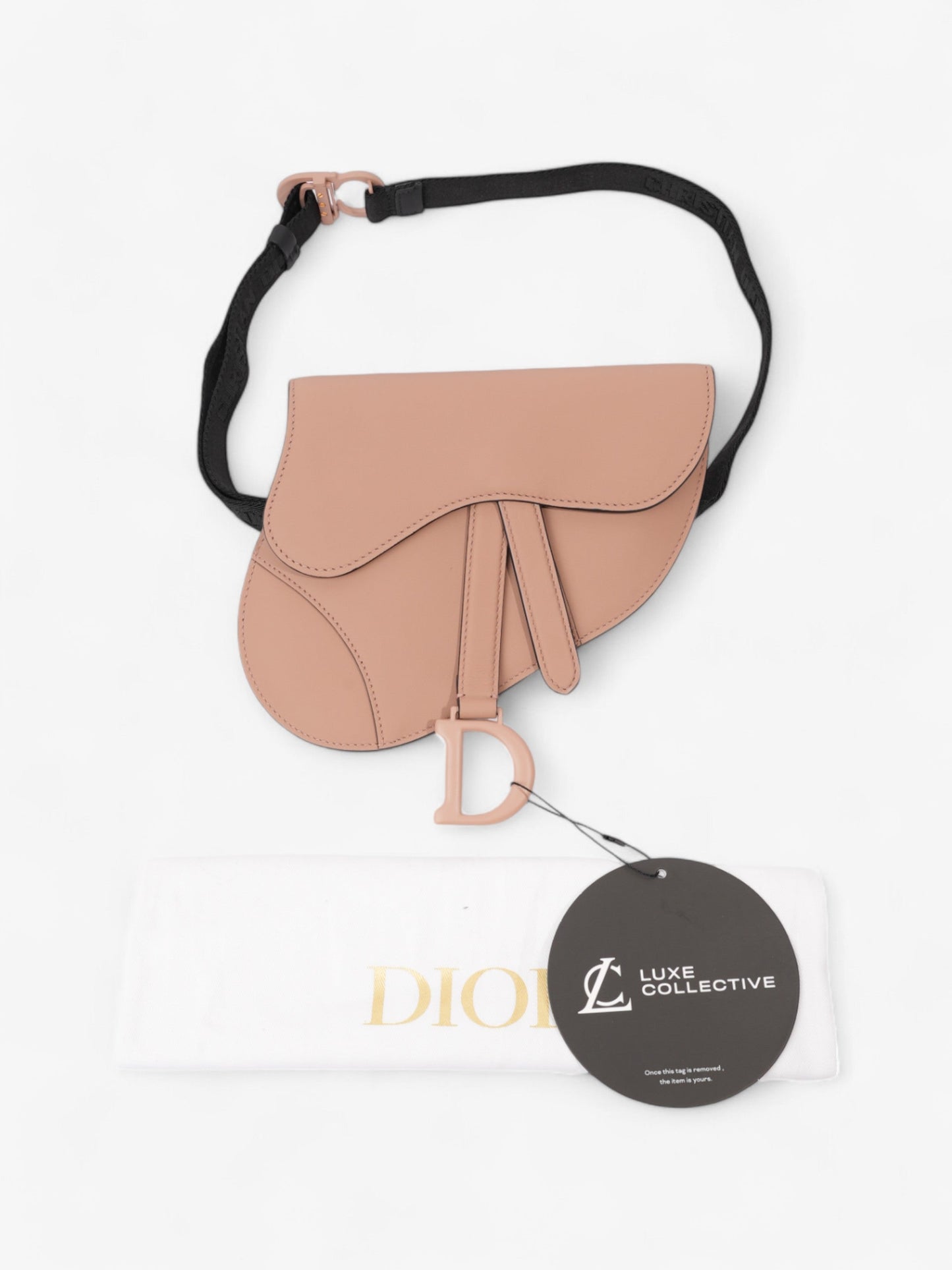Christian Dior Saddle Belt Bag Nude Leather