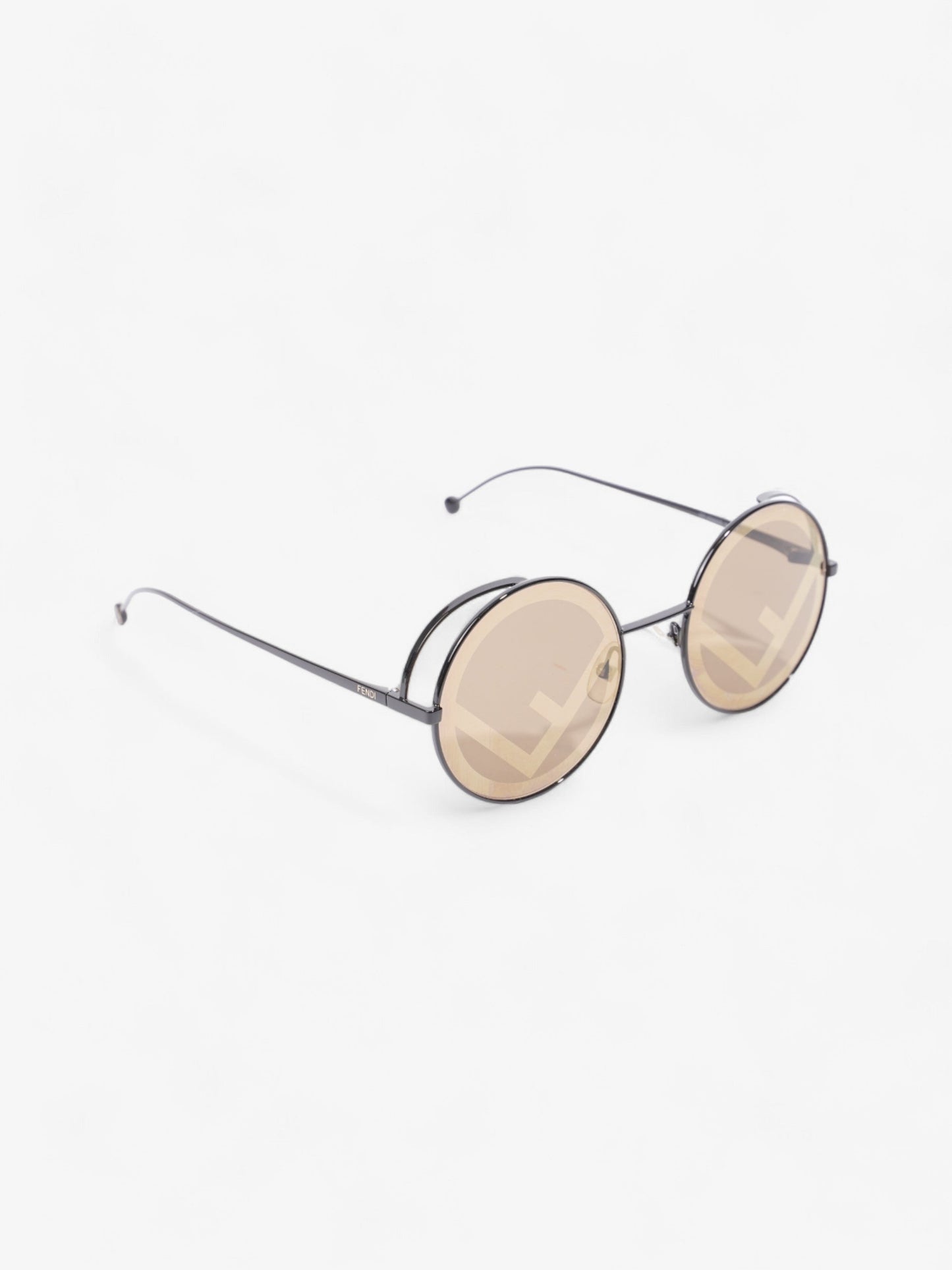 Fendi F is Fendi Printed Round Frame Sunglasses Black Acetate 135mm