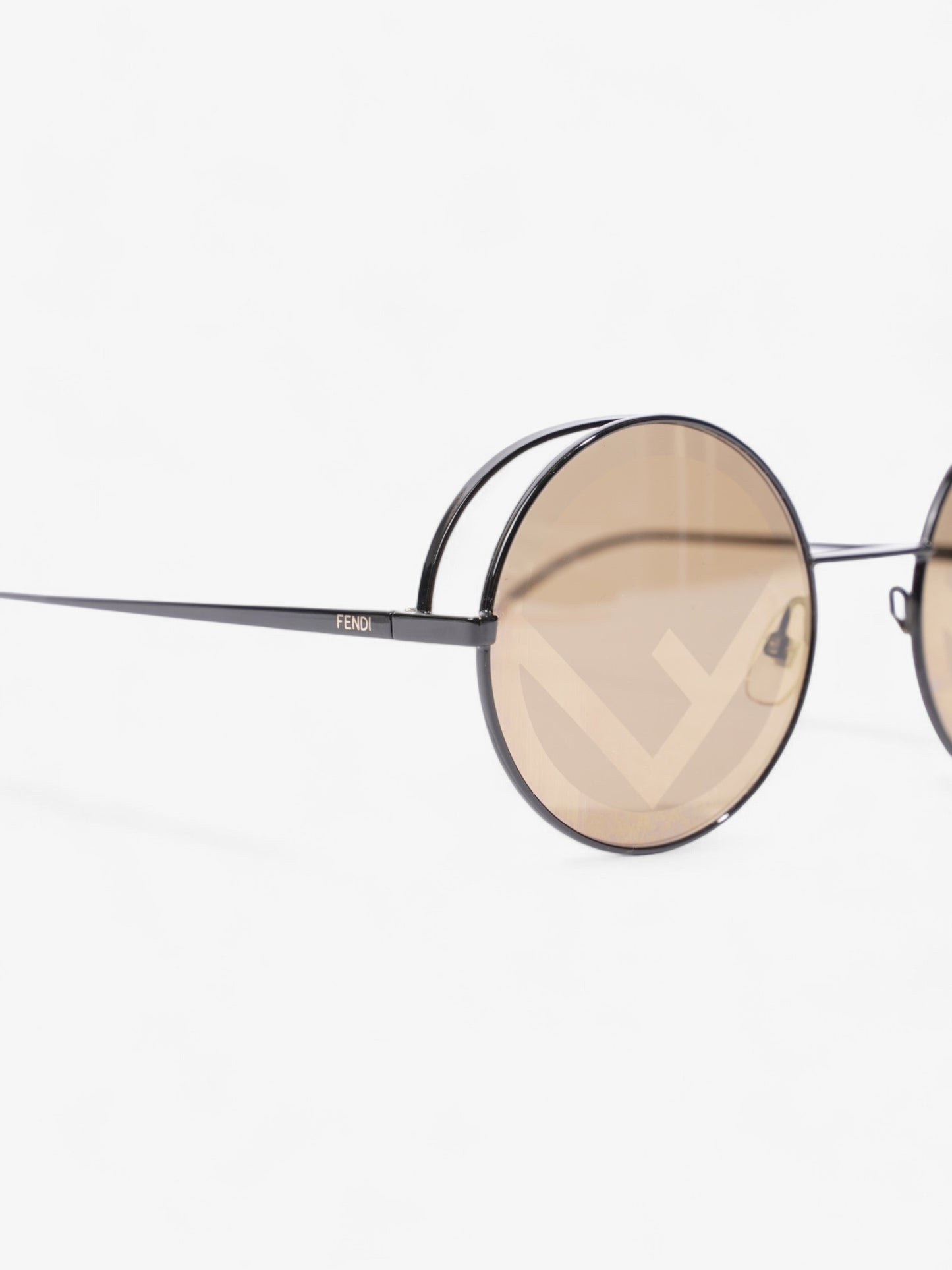 Fendi F is Fendi Printed Round Frame Sunglasses Black Acetate 135mm