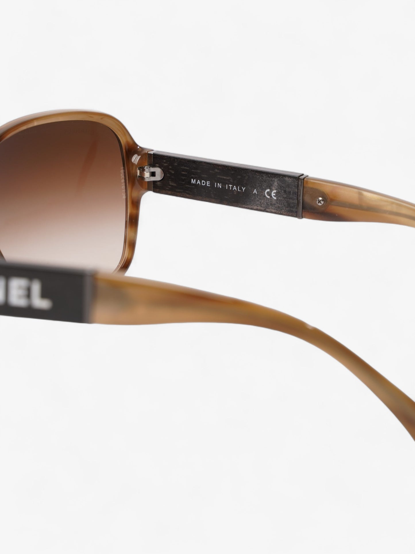 Chanel Round Sunglasses Brown Acetate 135mm