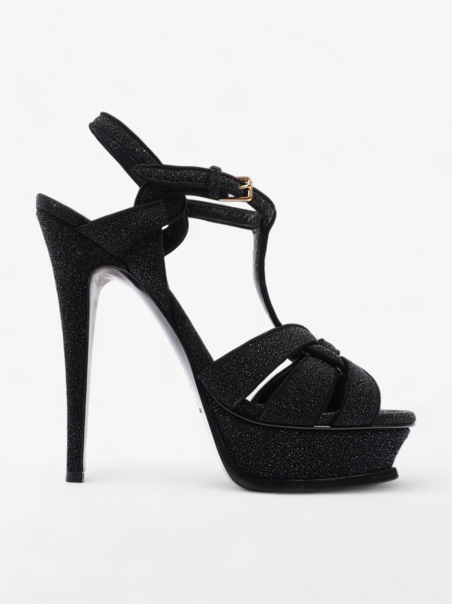 Saint Laurent Tribute Sandal 105 Black Glitter EU 40 UK 7