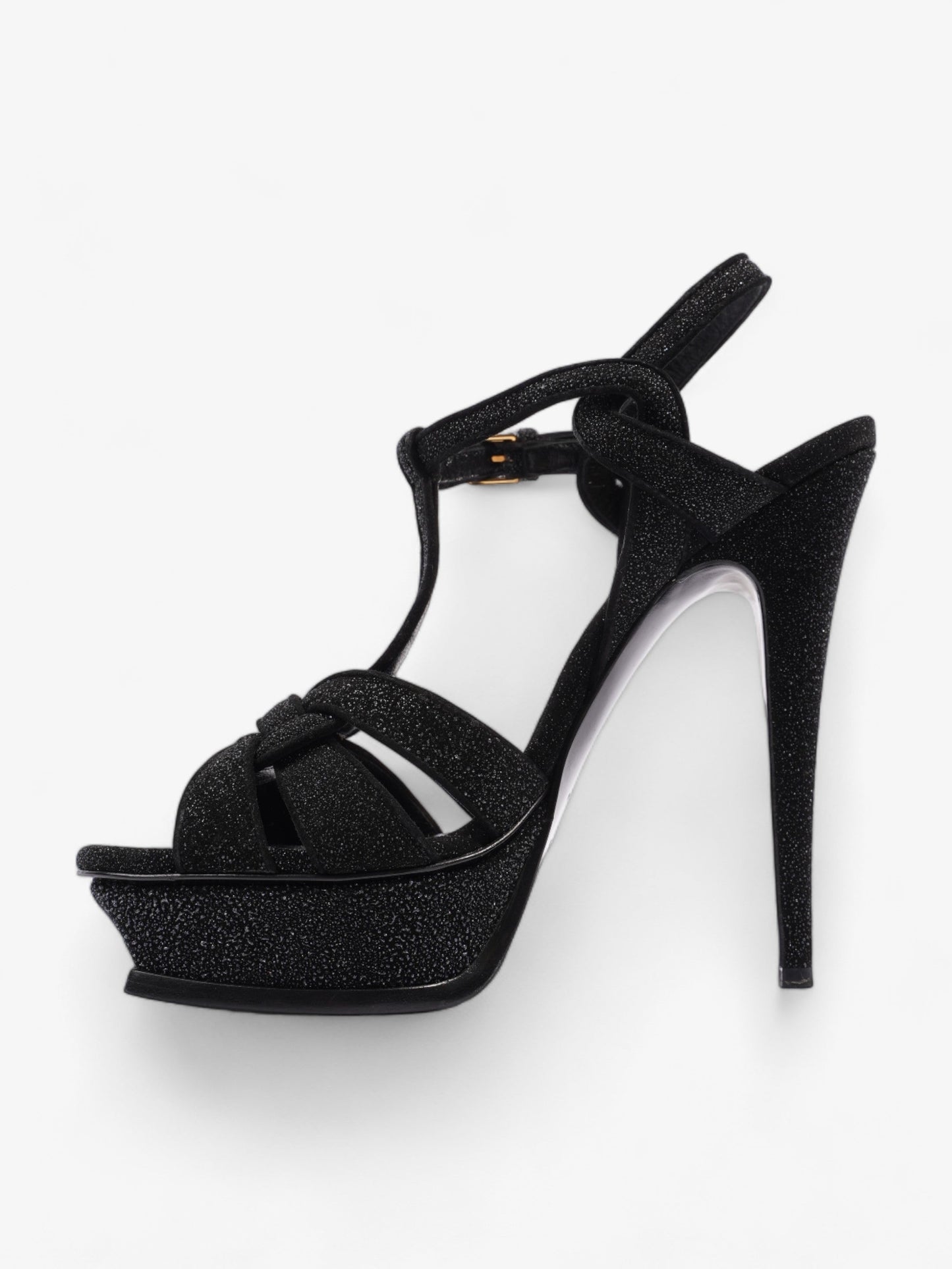 Saint Laurent Tribute Sandal 105 Black Glitter EU 40 UK 7
