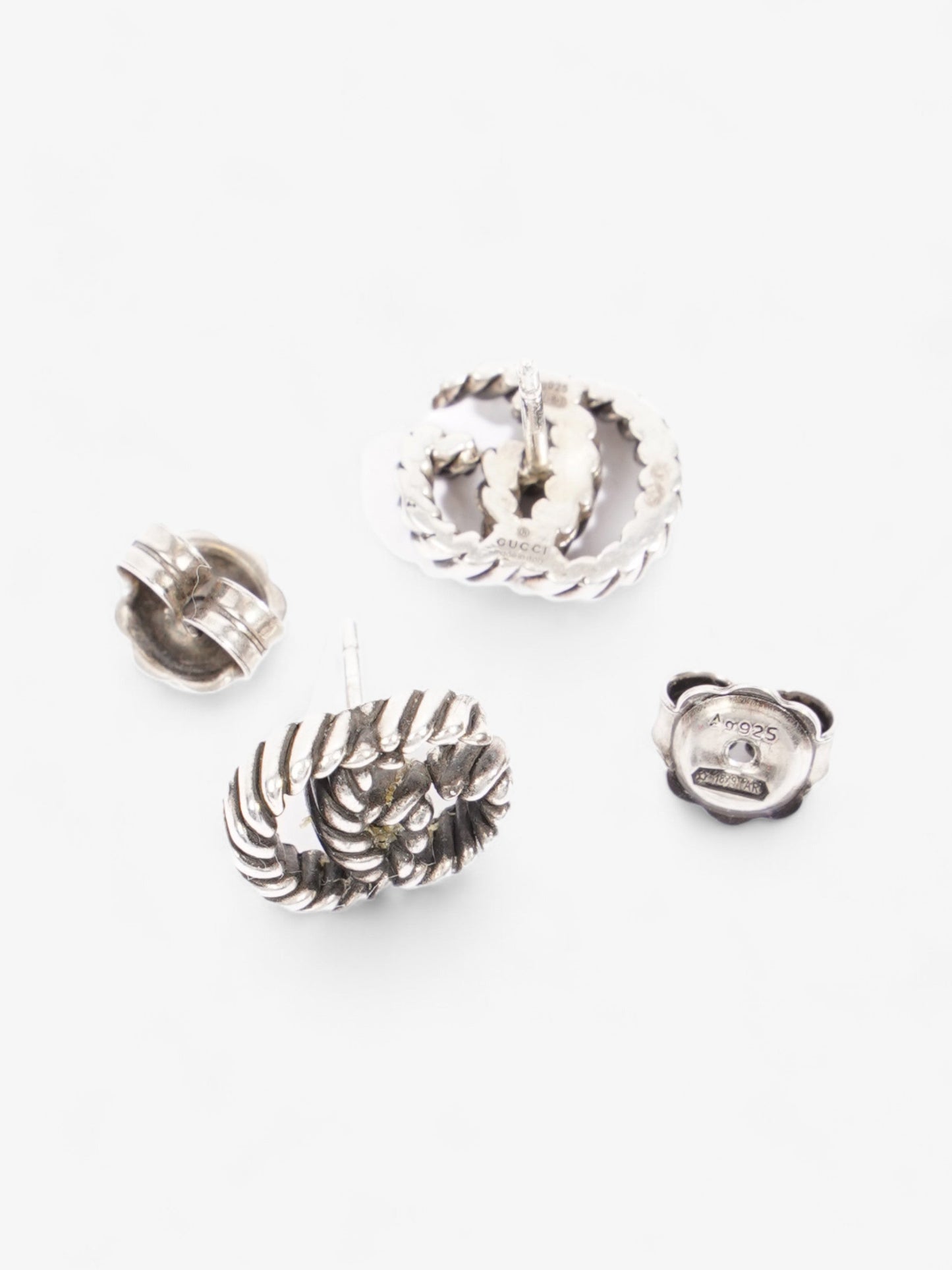 Gucci GG Stud Earrings Silver Silver Sterling