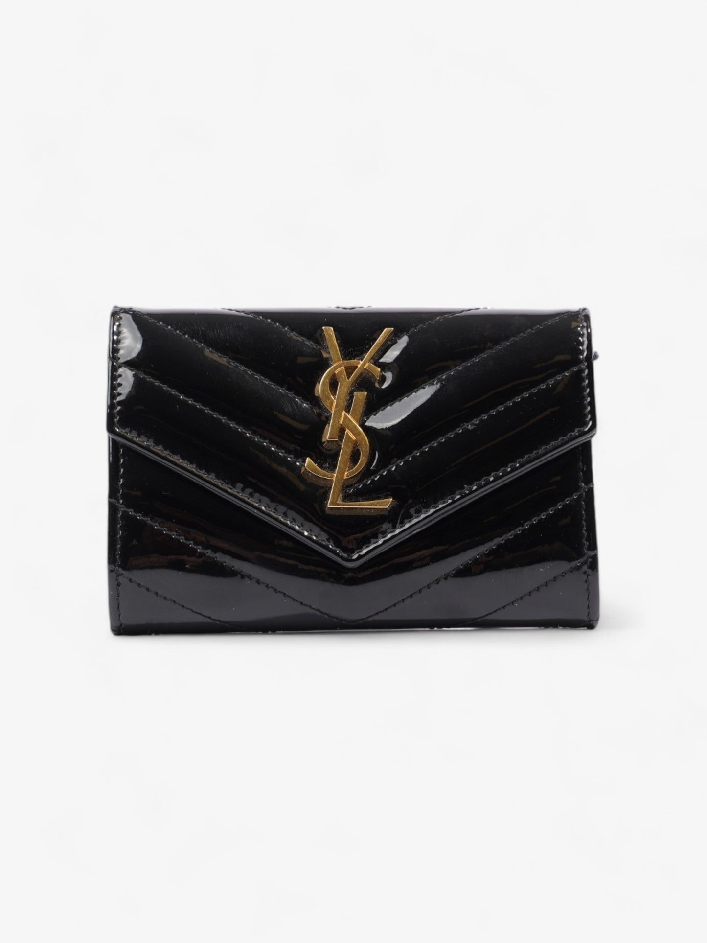 Saint Laurent Monogram Wallet Black / Gold Patent Leather