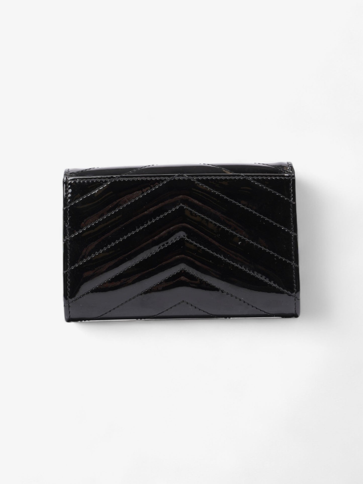 Saint Laurent Monogram Wallet Black / Gold Patent Leather