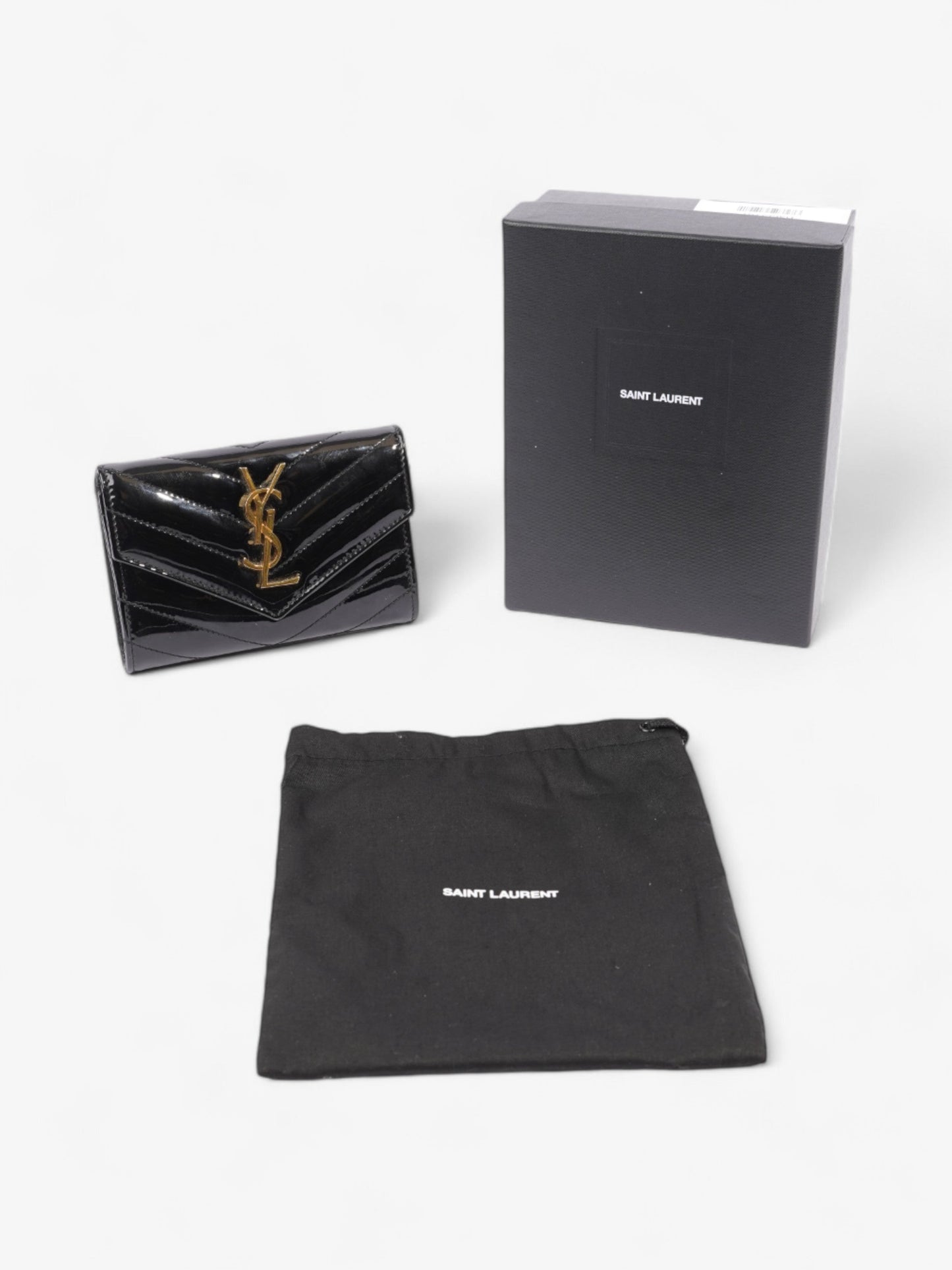 Saint Laurent Monogram Wallet Black / Gold Patent Leather