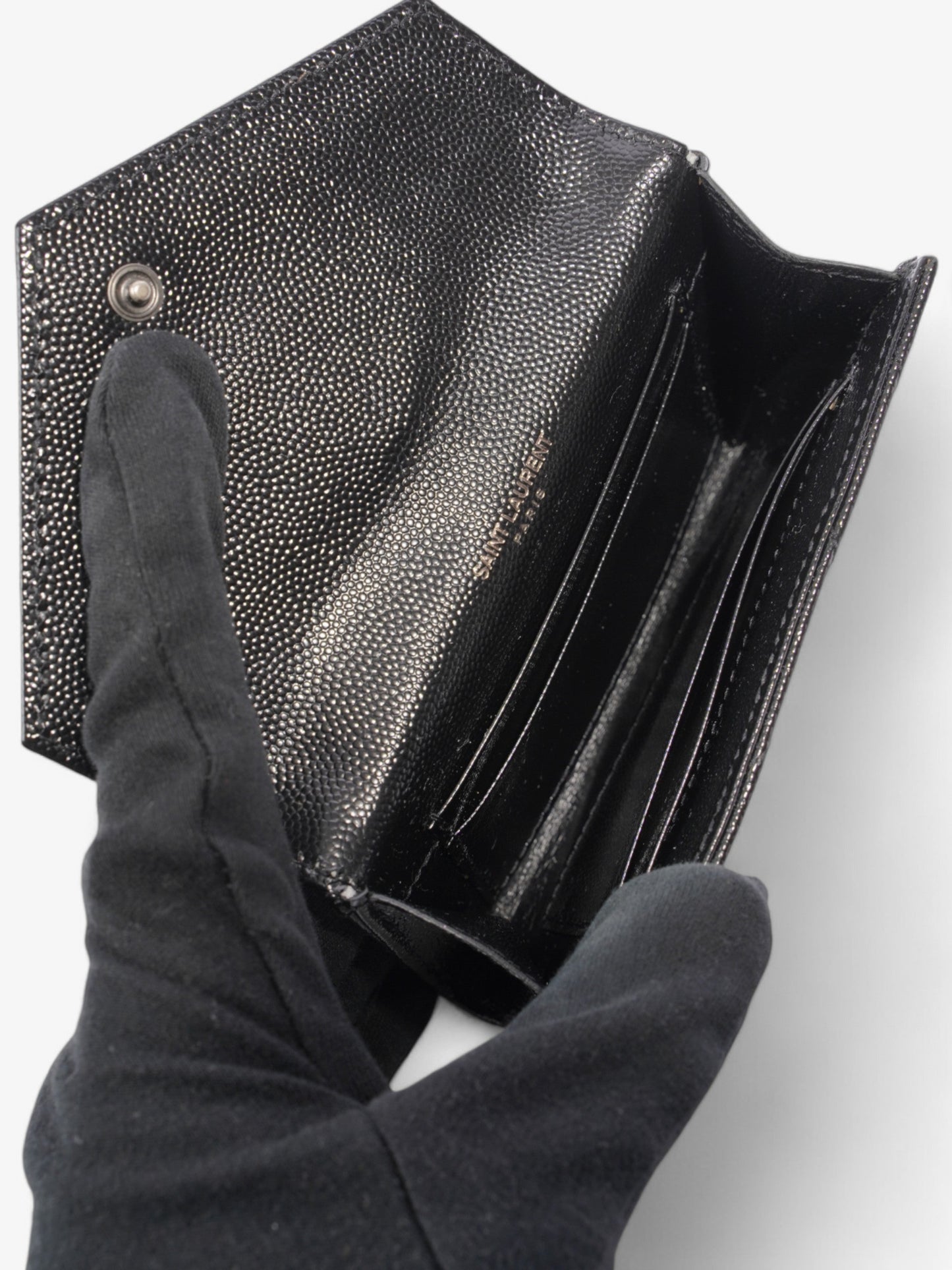 Saint Laurent Envelope Wallet Black Matelasse Leather Small