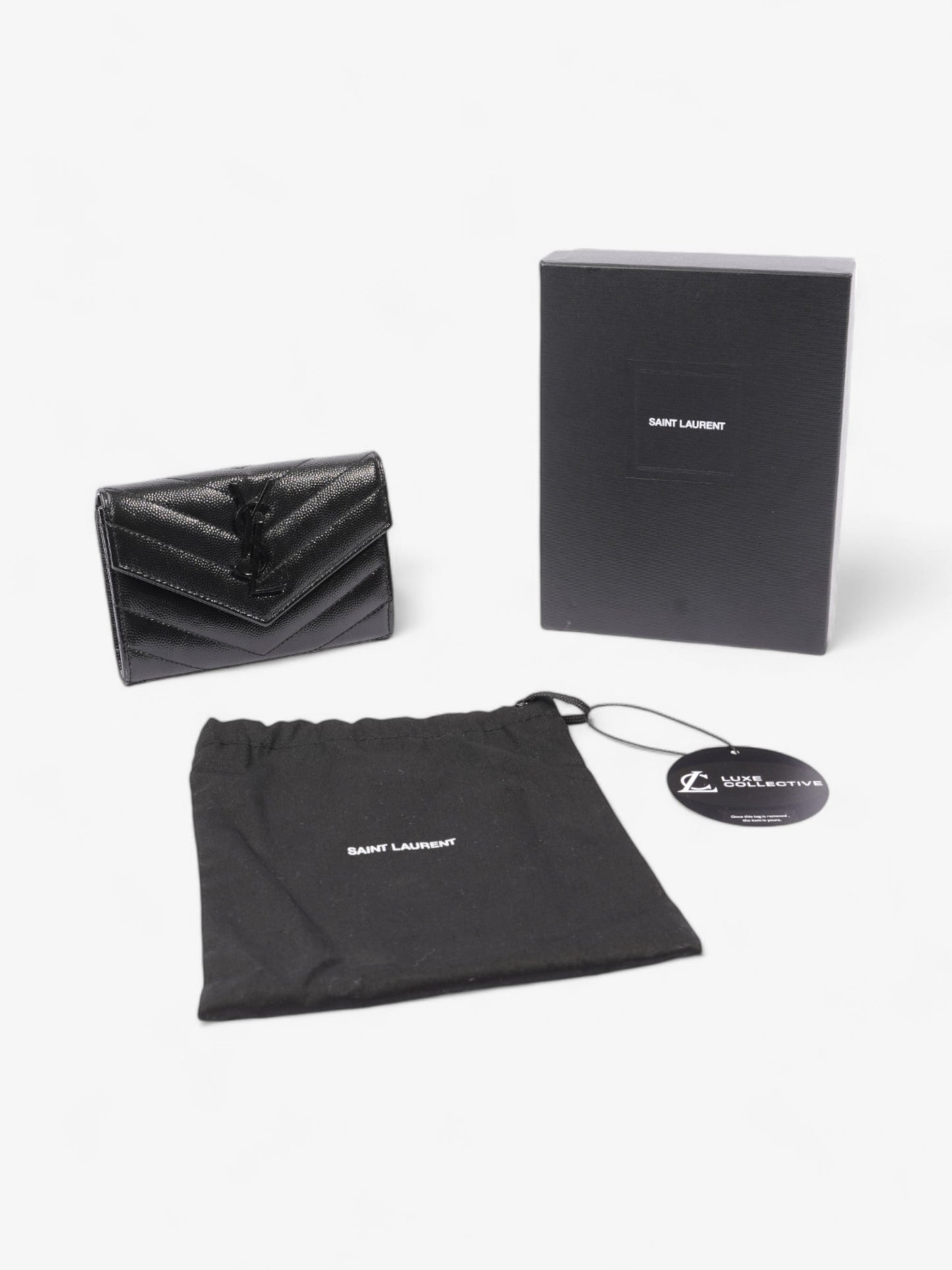 Saint Laurent Envelope Wallet Black Matelasse Leather Small