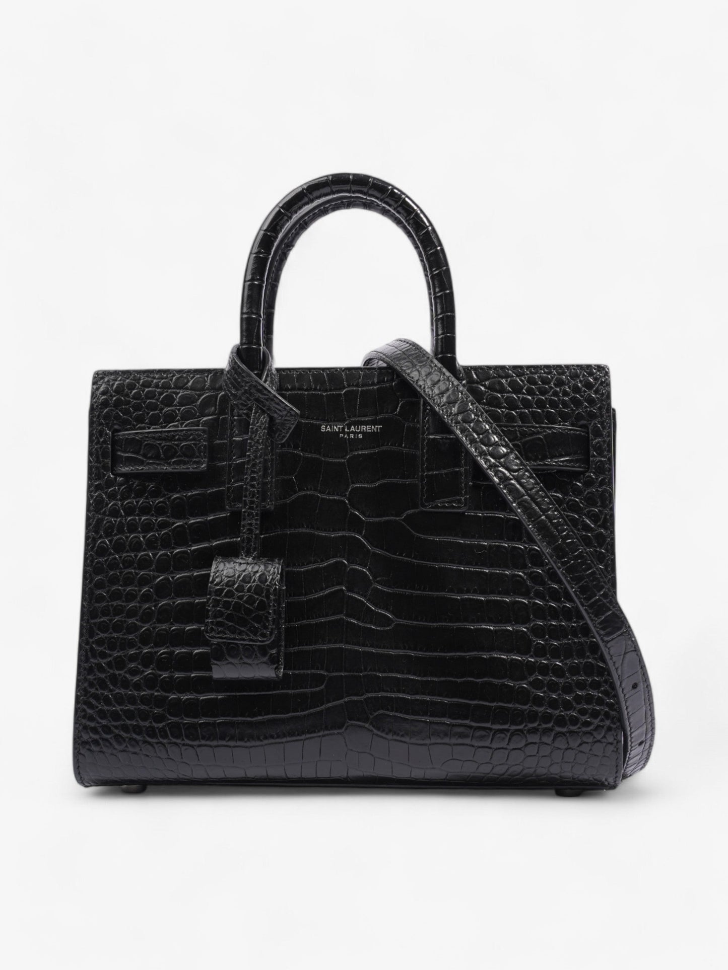 Saint Laurent Sac De Jour Black Embossed Leather Nano
