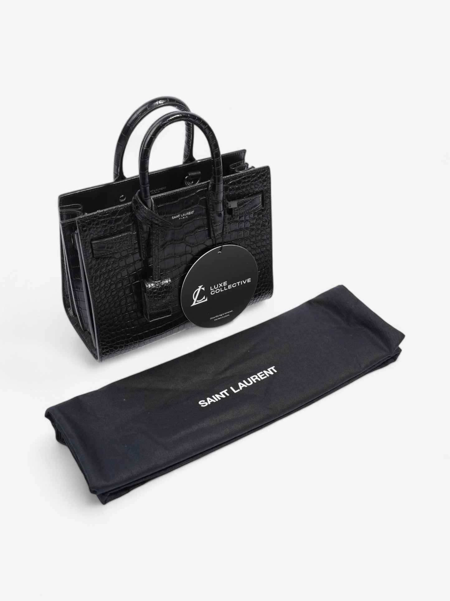 Saint Laurent Sac De Jour Black Embossed Leather Nano