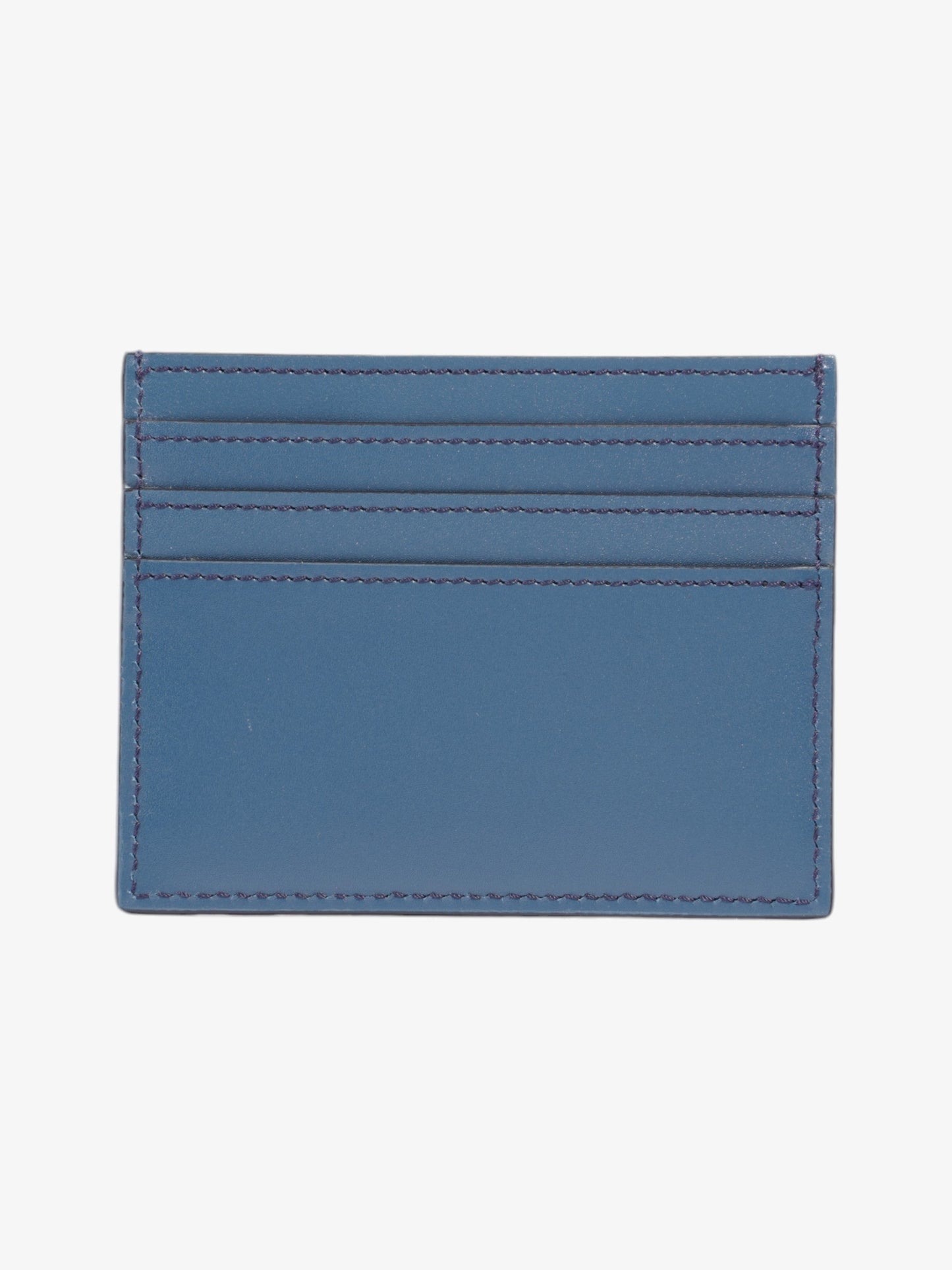 Fendi FF Business Card Holder Blue Leather