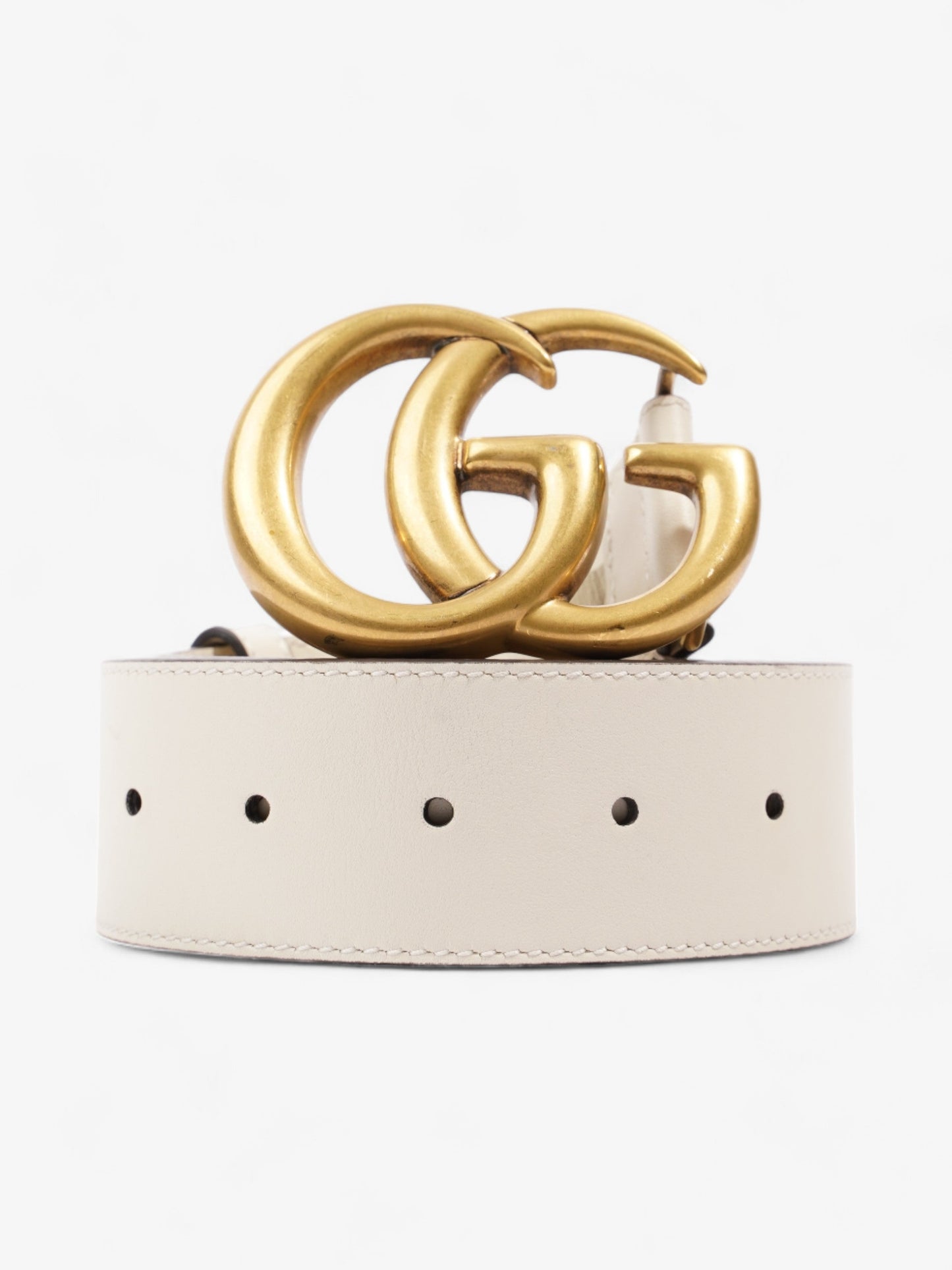 Gucci GG Marmont Wide Belt White Leather 400593