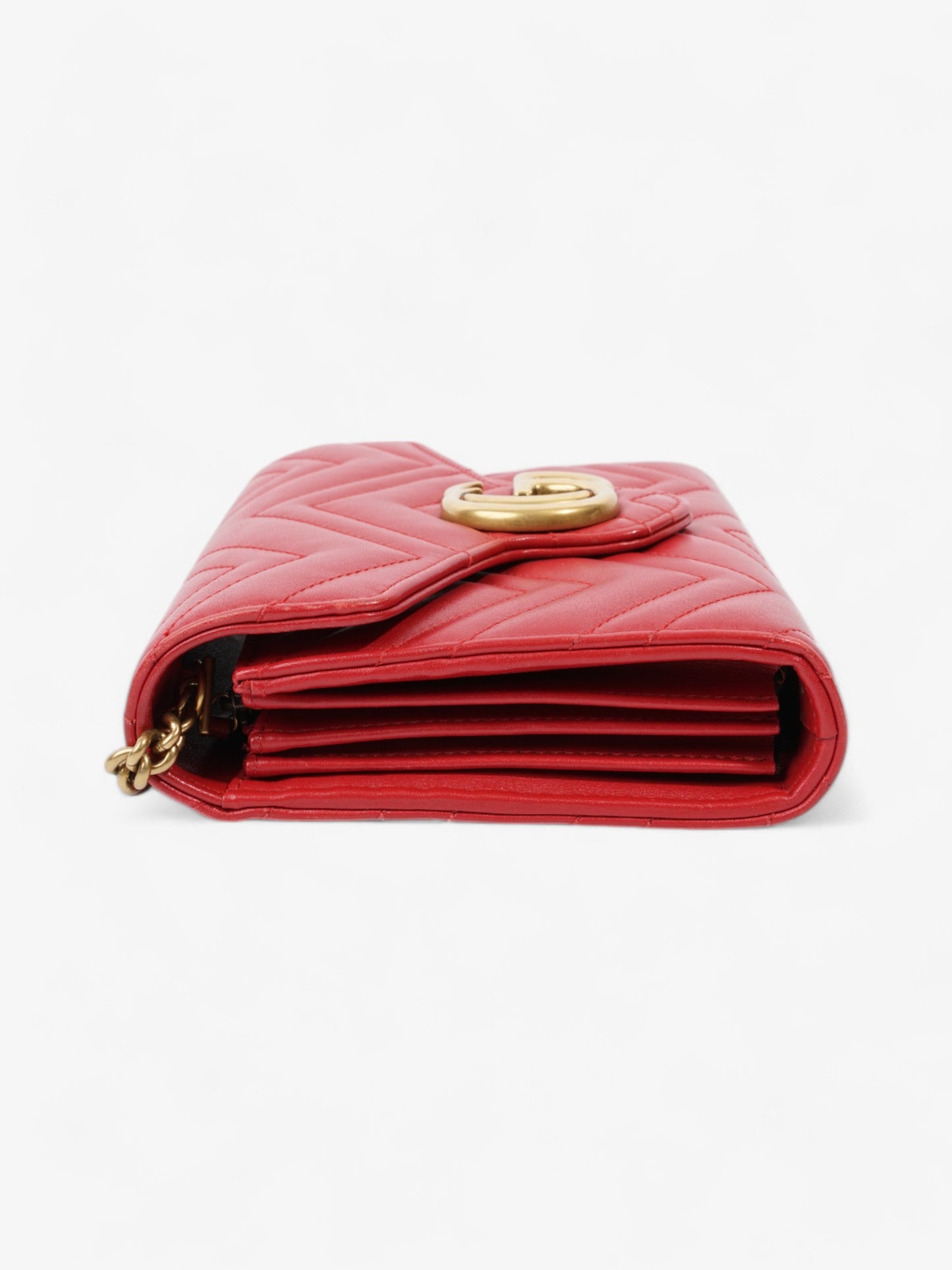 Gucci GG Marmont Chain Wallet Red Calfskin Leather 58