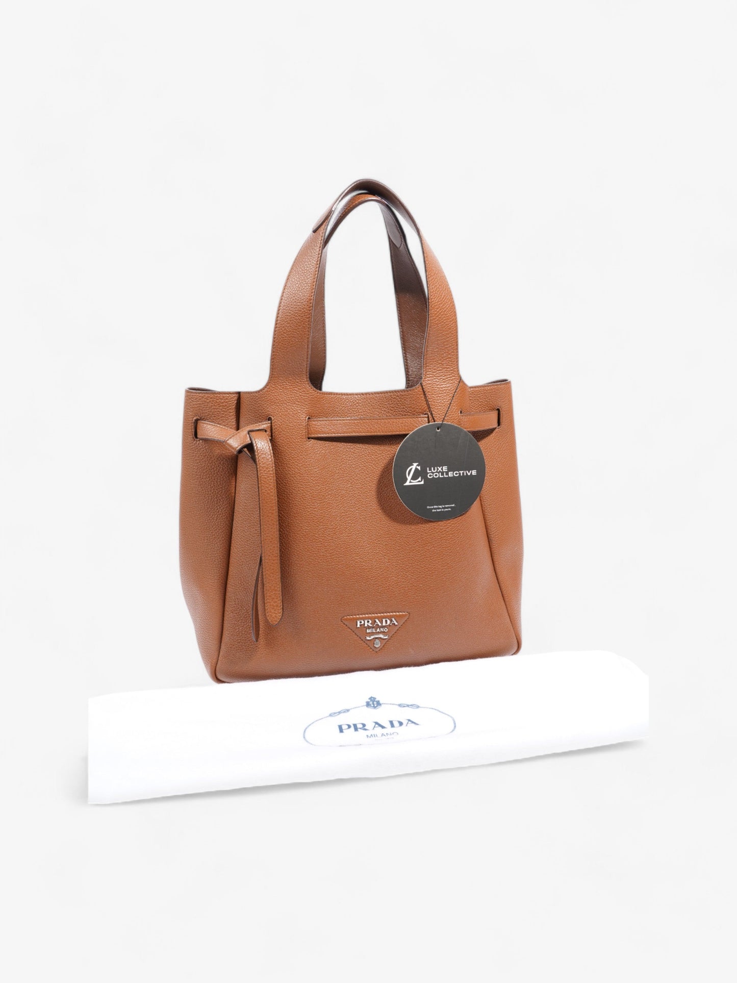 Prada Dynamique Tote Brown Leather