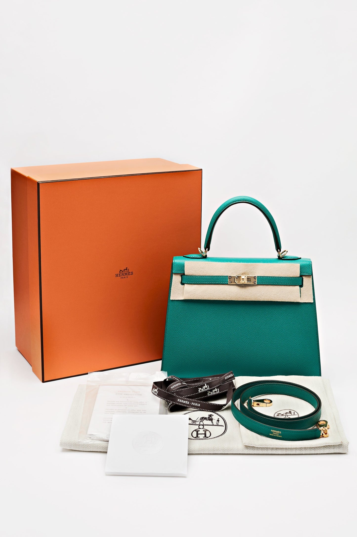 Hermes Kelly 25 Vert Jade Sellier Epsom Calfskin