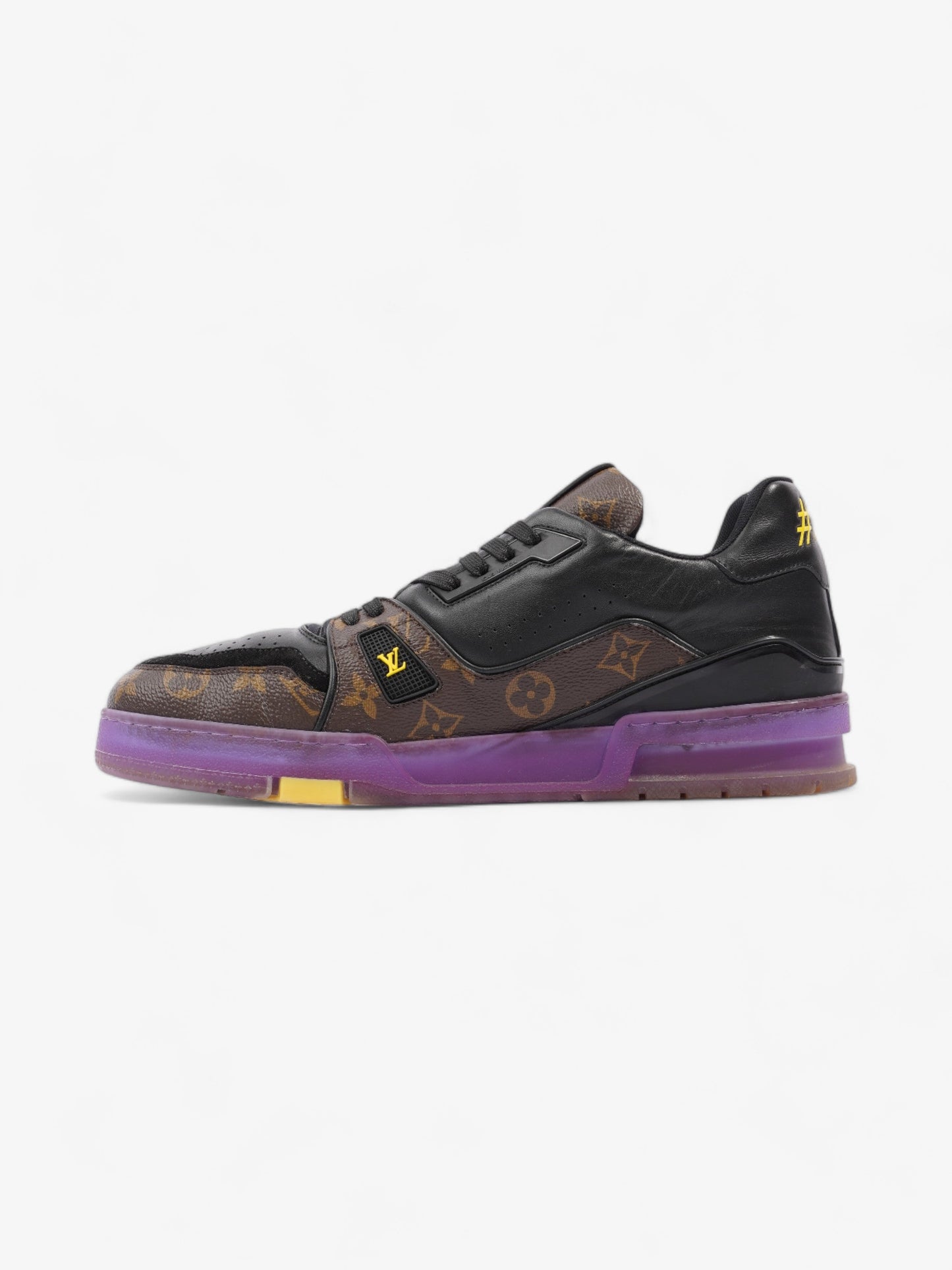Louis Vuitton LV Low Top Sneakers Black / Monogram / Purple Leather EU 43 UK 9