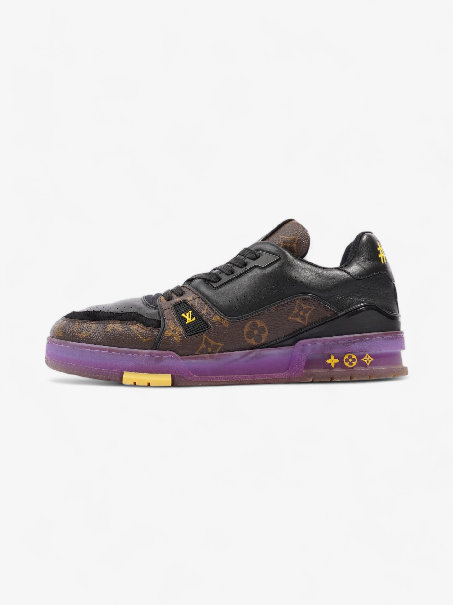 Louis Vuitton LV Low Top Sneakers Black / Monogram / Purple Leather EU 43 UK 9