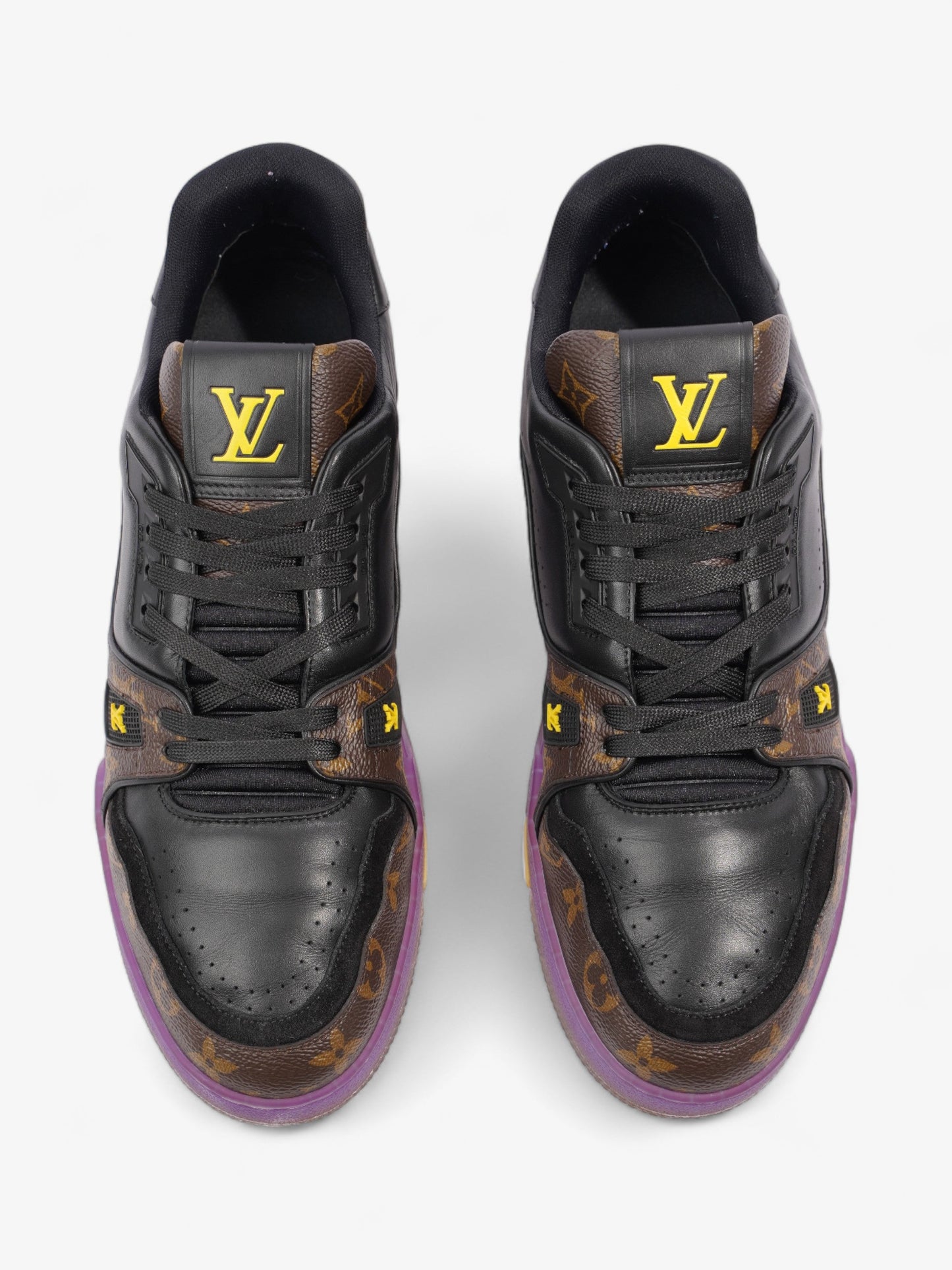 Louis Vuitton LV Low Top Sneakers Black / Monogram / Purple Leather EU 43 UK 9